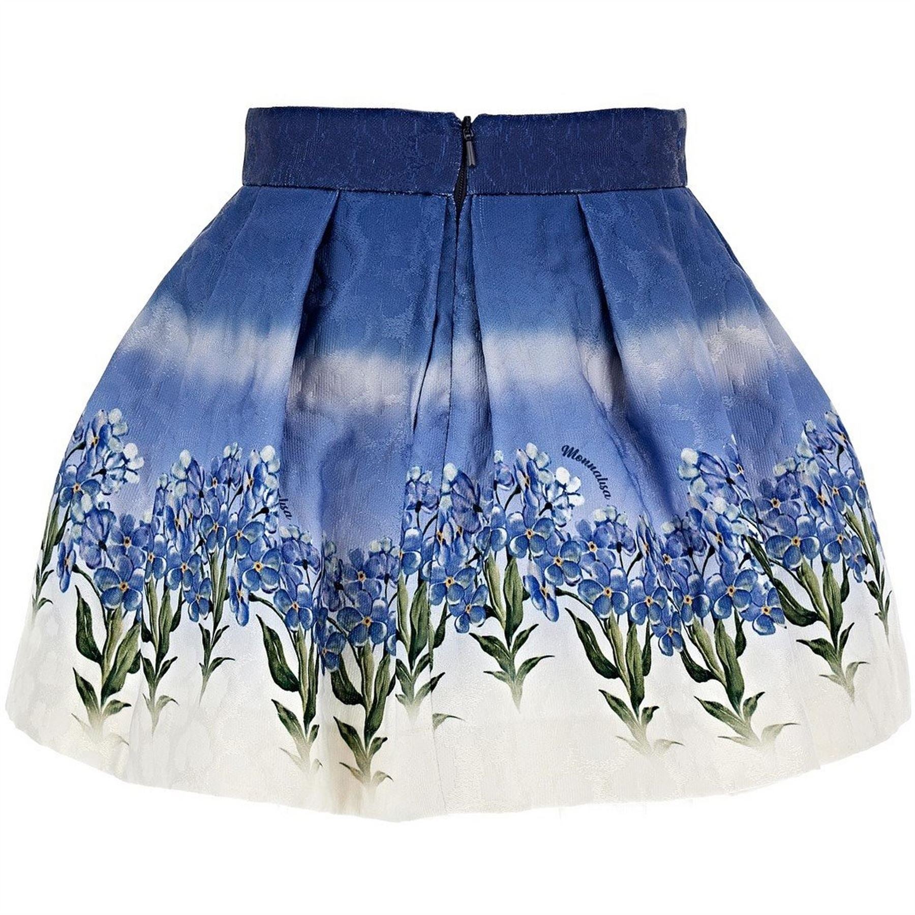 Monnalisa Flower Print Skater Jersey Skirt