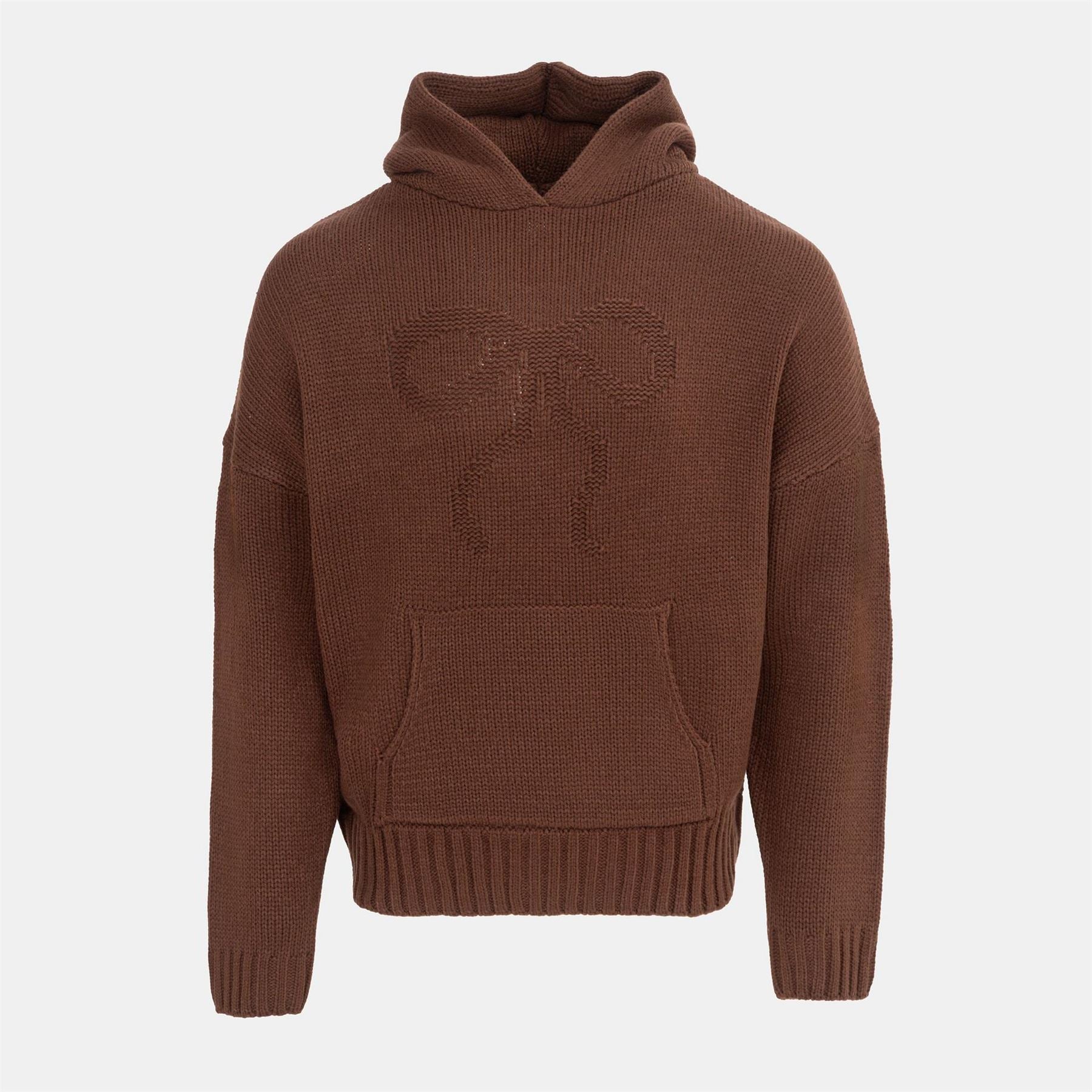Miso Bow Knit Hooded Neck Long Sleeve Sweatshirt