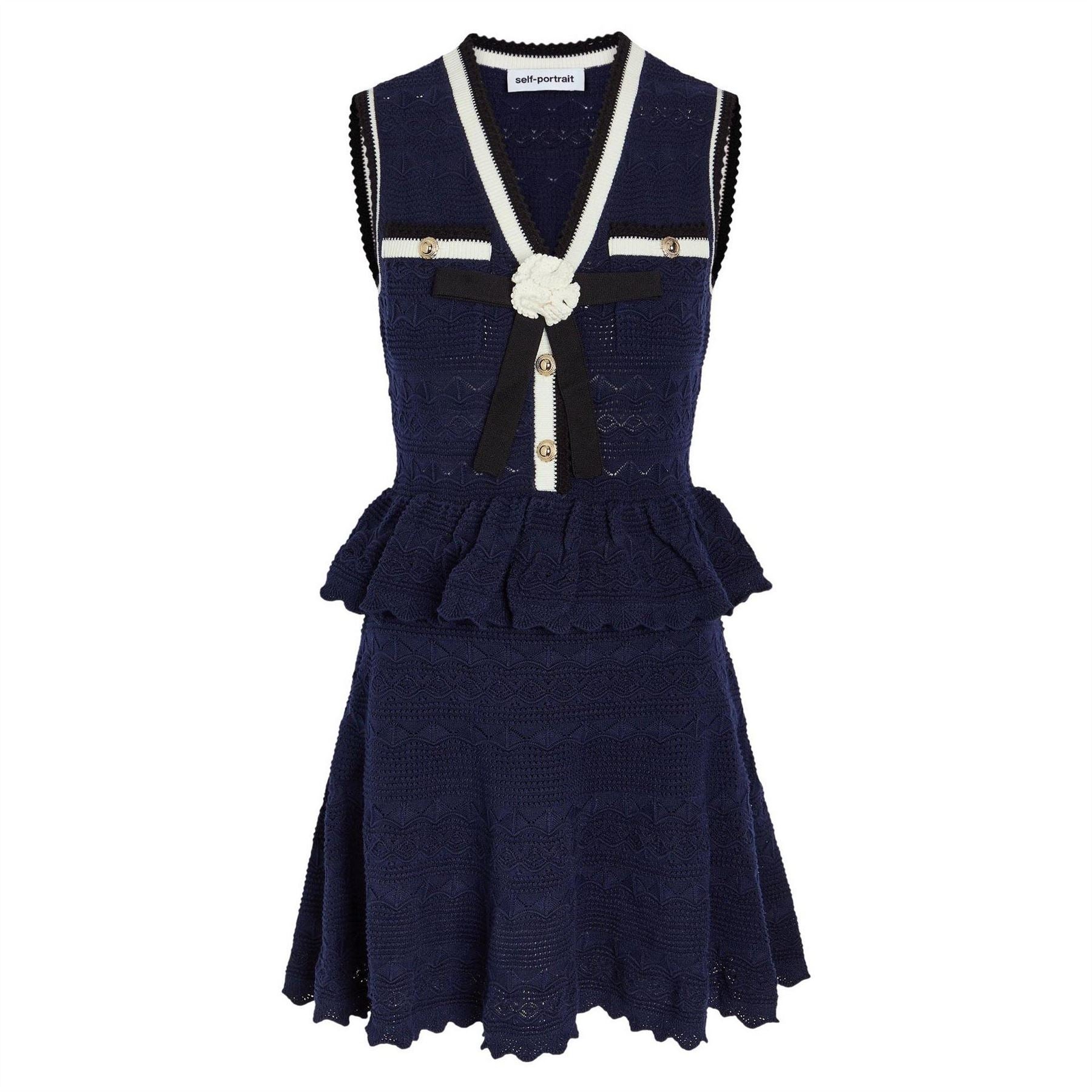 Self Portrait Peplum Pointelle Knit Dress