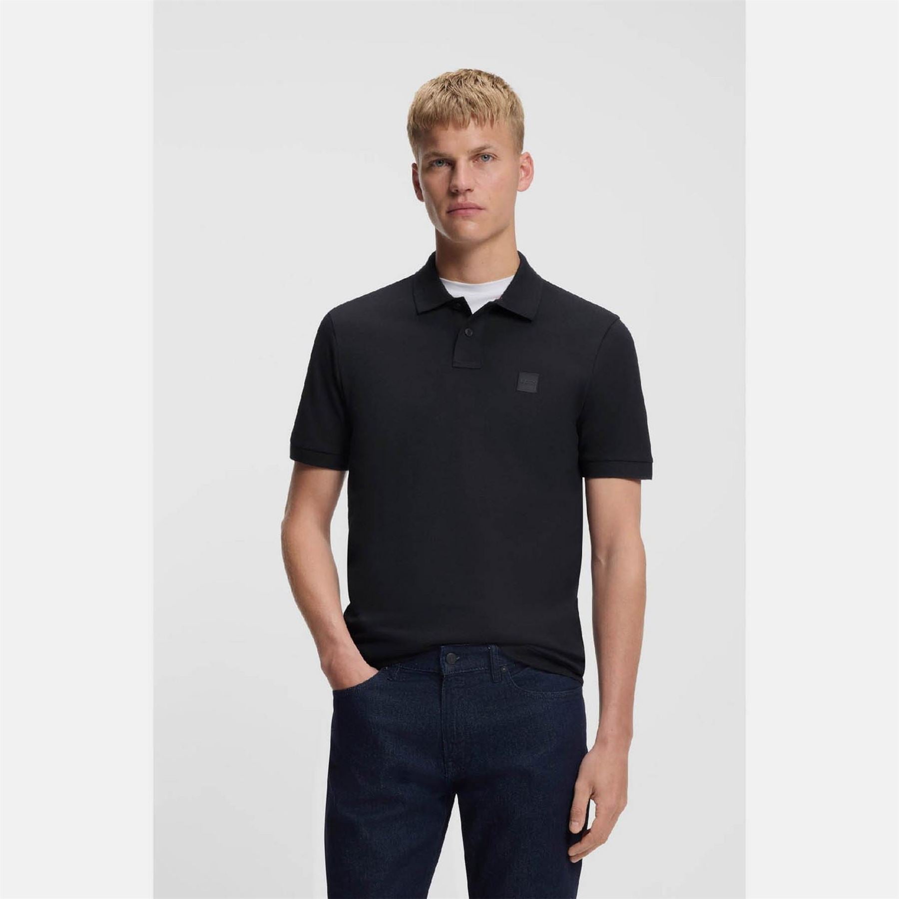 Boss Collared Neck Button Placket Polo Shirt
