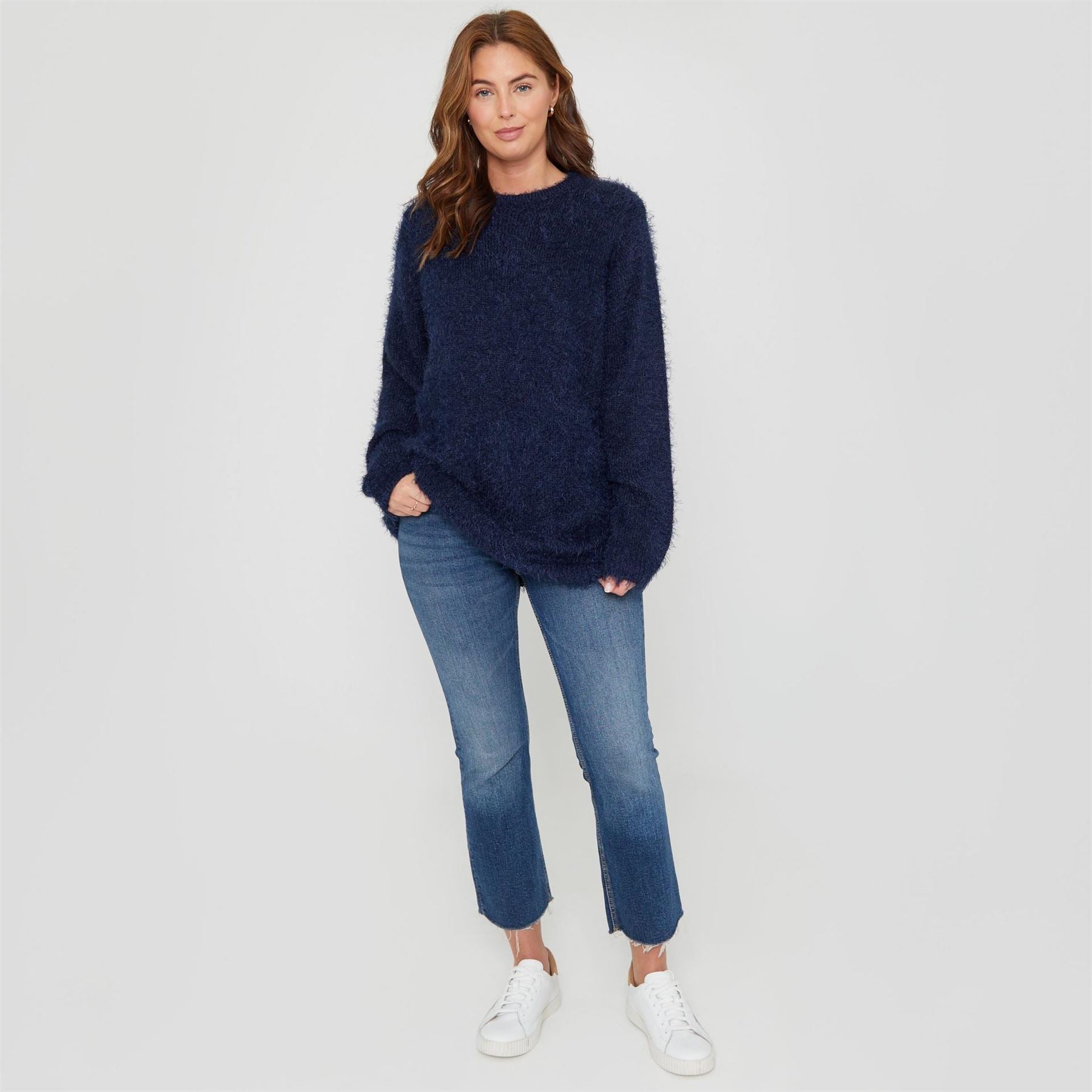 Be You Fluffy Relaxed Fit Crew Neck Sweater
