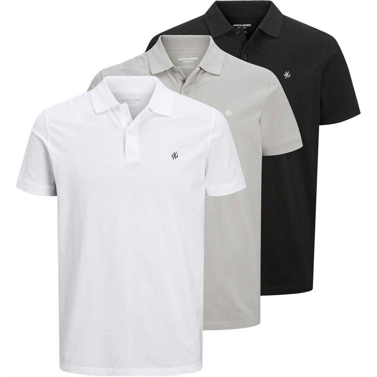 Jack and Jones Mens 3 Pack Short Sleeve Polo Shirt
