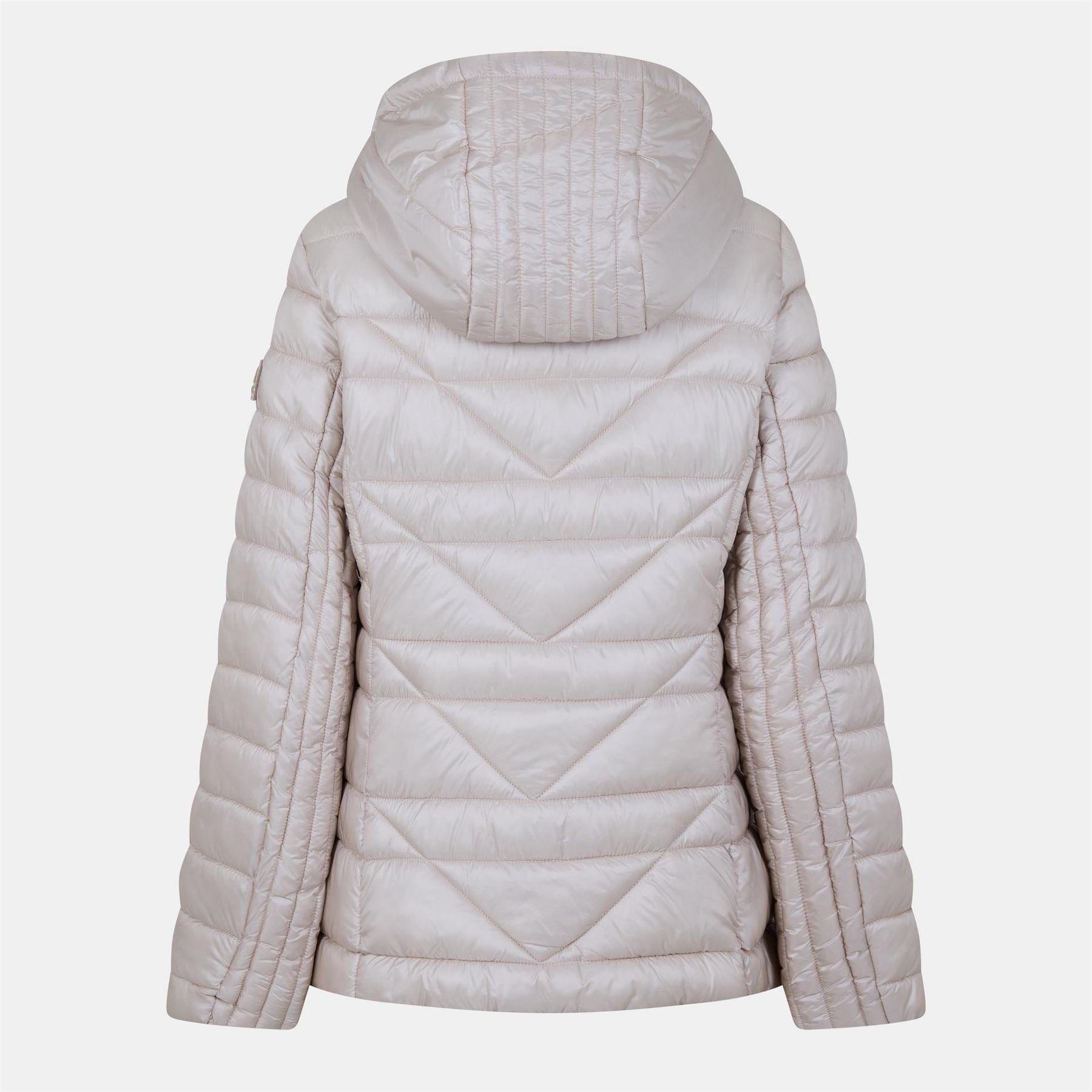 Karl Lagerfeld Solid Patterned Hooded Zipped Pocket Puffer Jacket