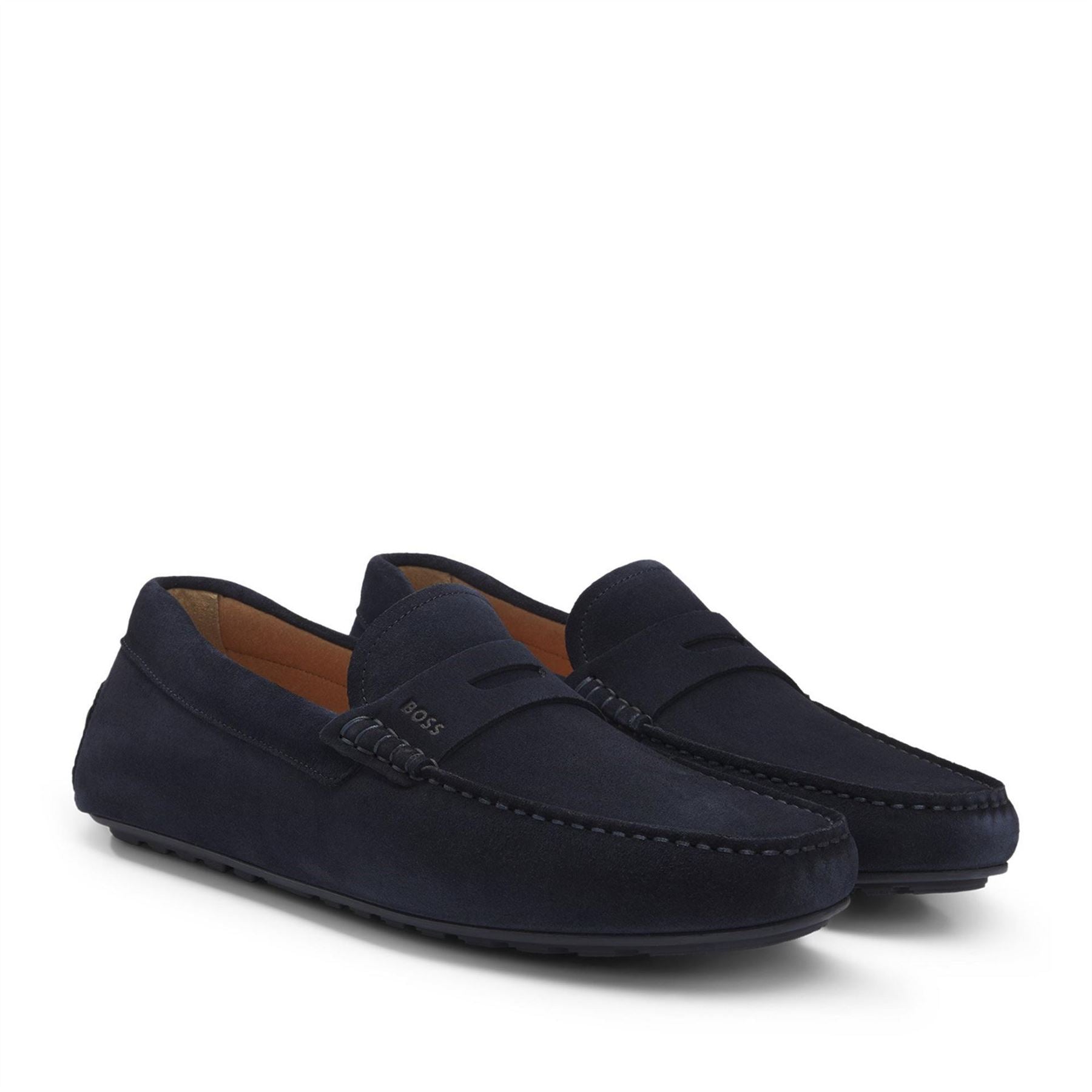 Boss Black Suede Loafers With Debossed Logo Detail