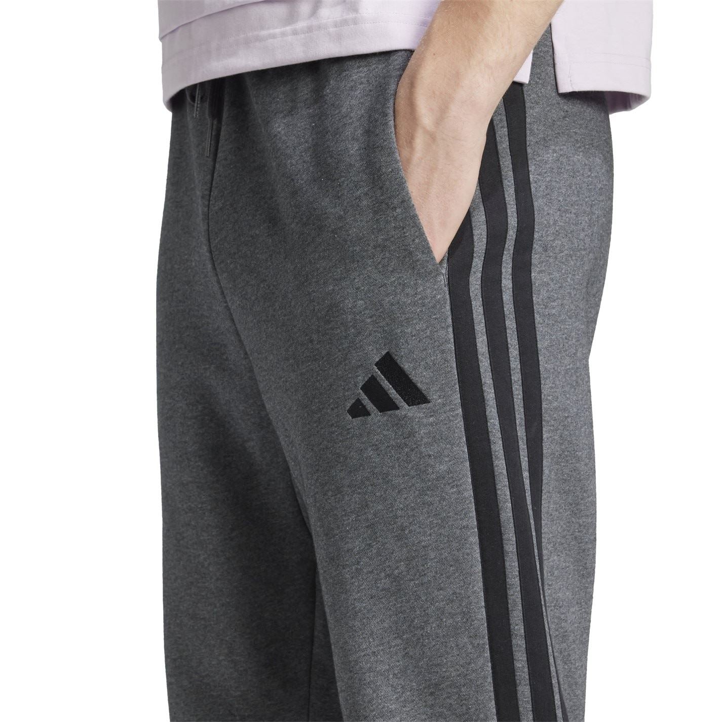 adidas Fleece Tapered Cuff 3 Stripes Joggers M