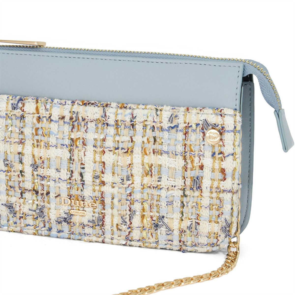 Dune London Basket Weave Zip Around Wallet with Chain