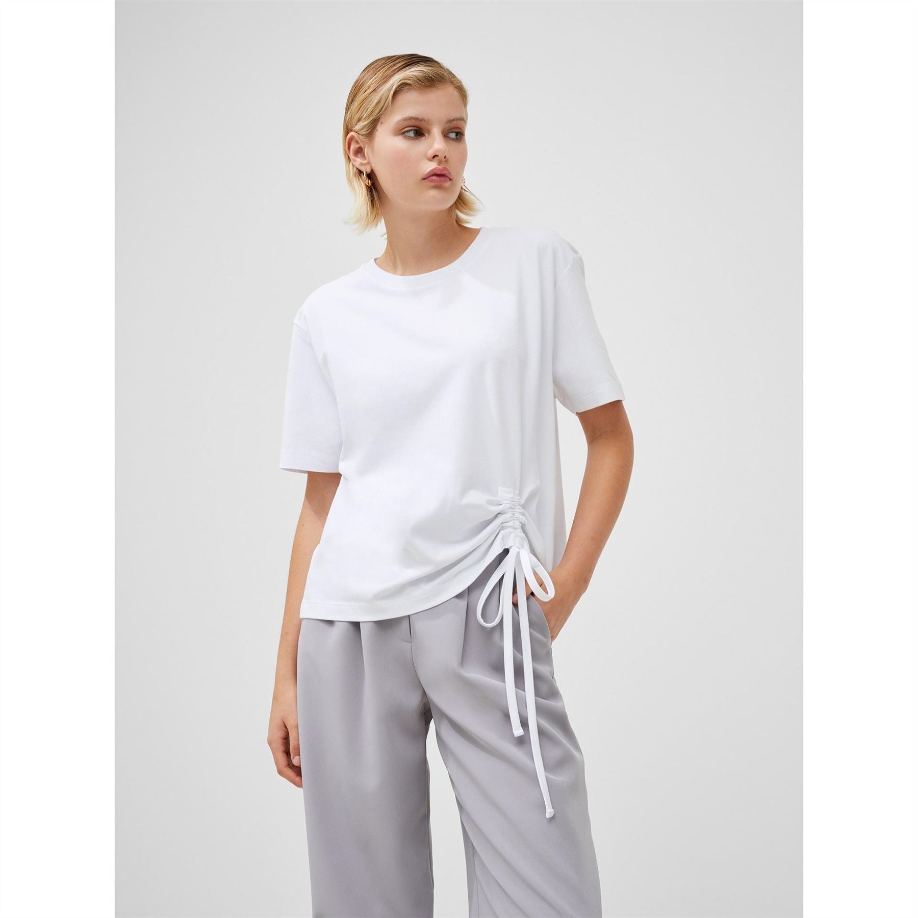 French Connection Cotton Ruched T-Shirt.