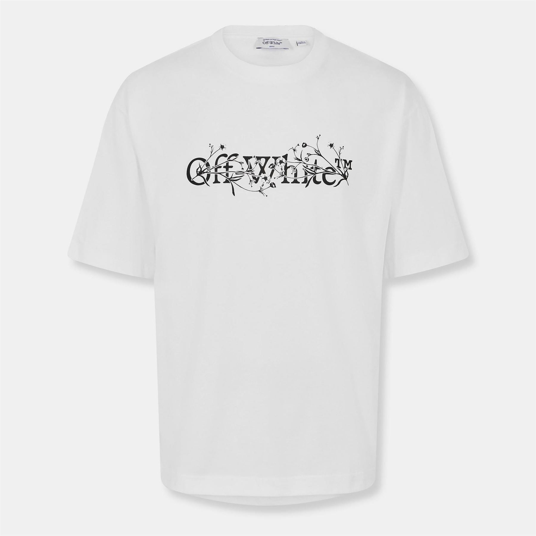Off White Flower Crew Neck Short Sleeve T-Shirt