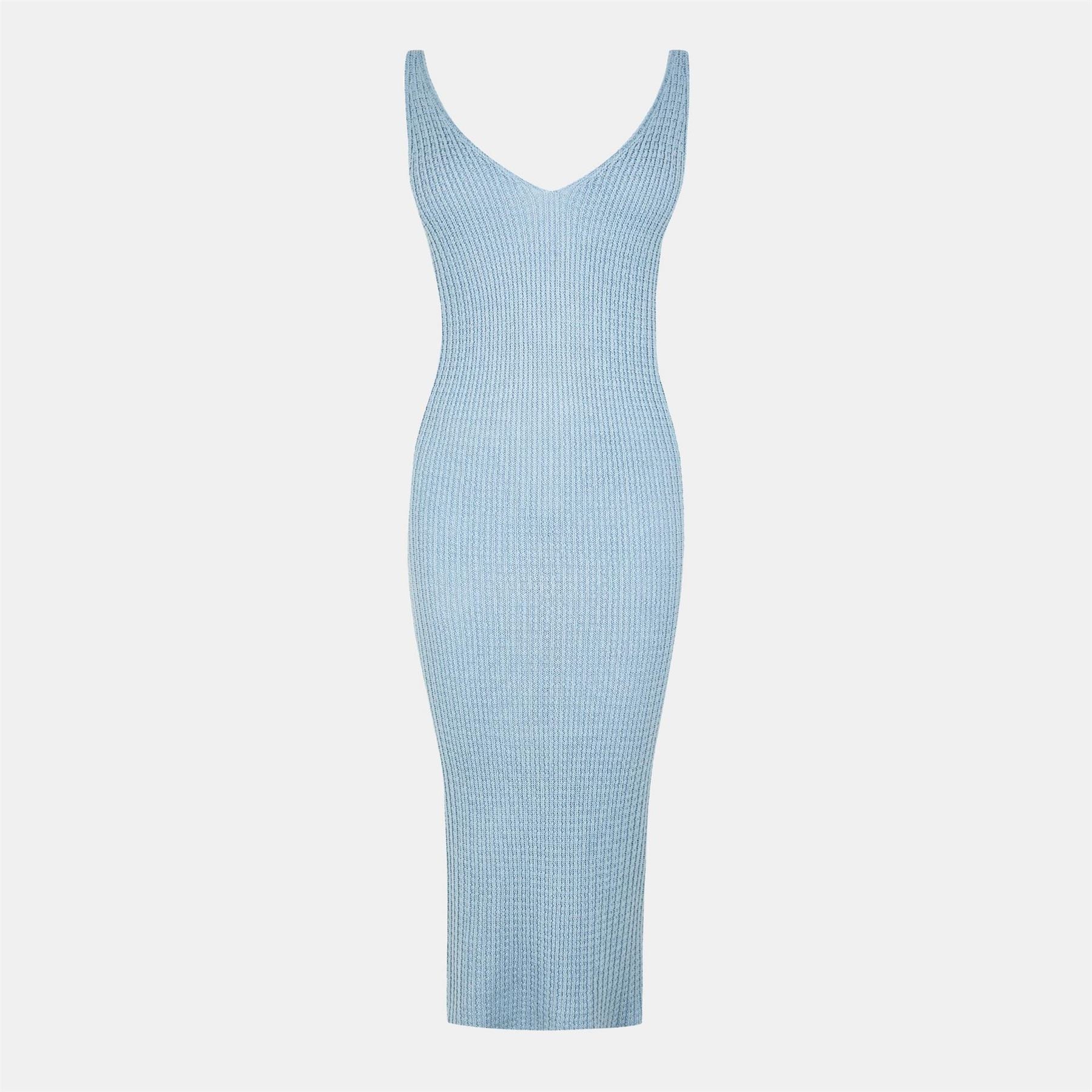 Jack Wills Stitch V Neck Midi Knitted Jumper Dress