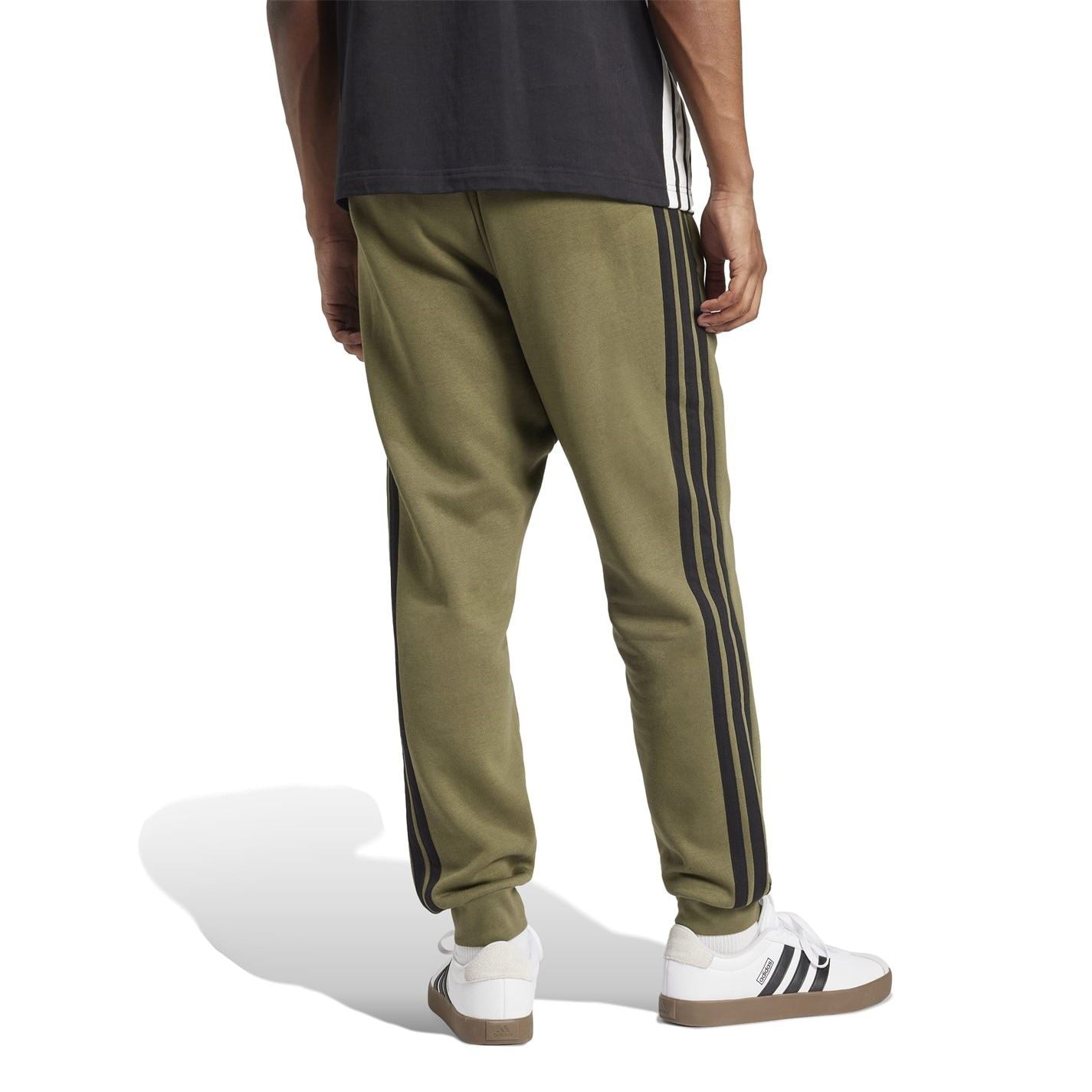 adidas Fleece Tapered Cuff 3 Stripes Joggers M