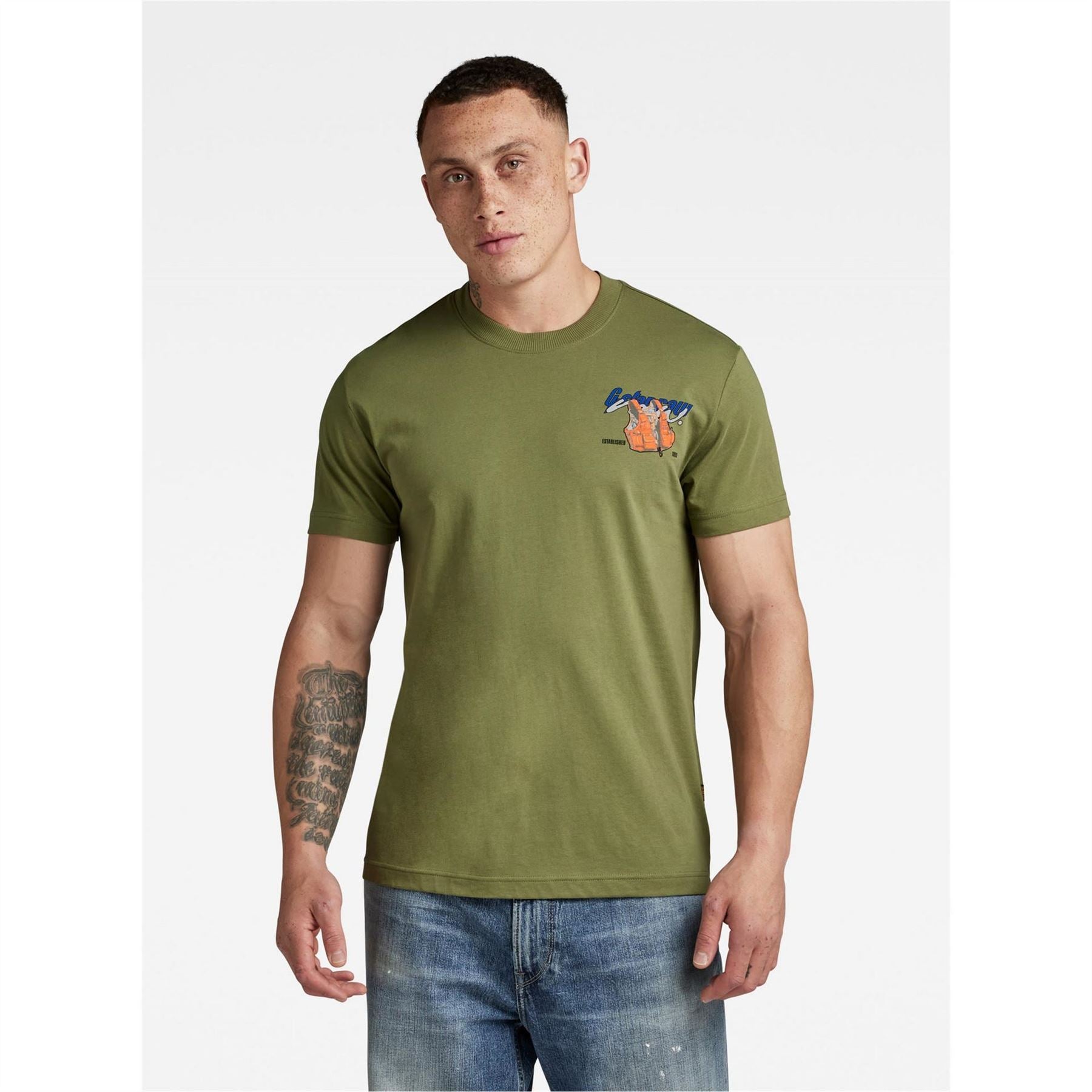 G Star Regular Fit Geographic Print T-Shirt