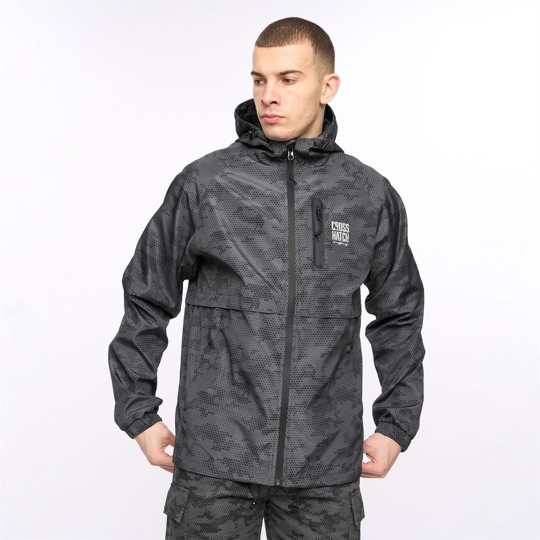 Crosshatch Allover Print Jacket