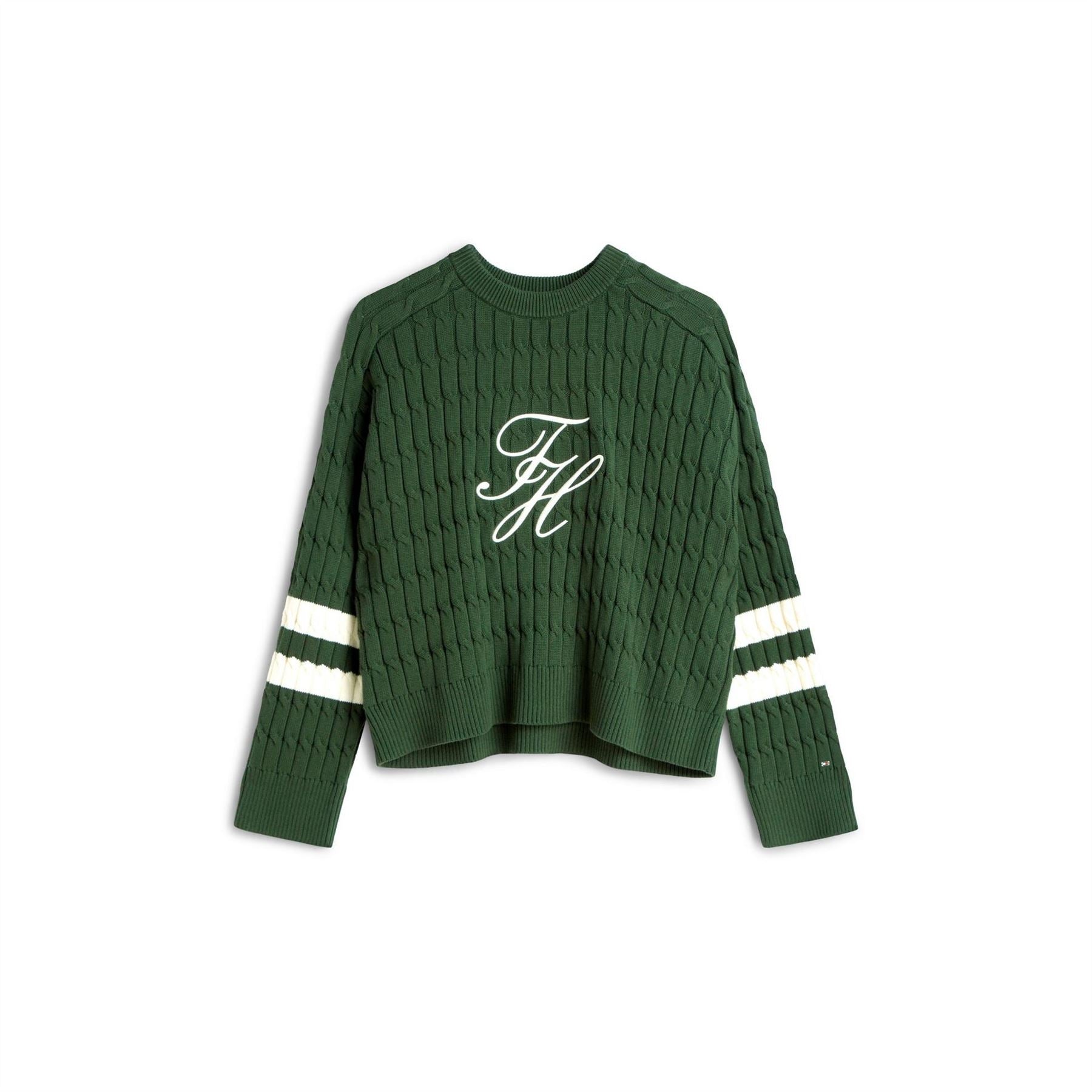 Tommy Hilfiger Embroidered Signature Print Crew Neck Long Sleeve Sweater