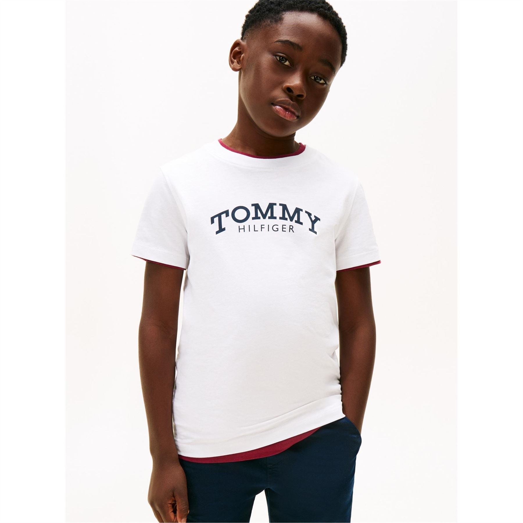 Tommy Hilfiger Lettering Crew Neck Short Sleeve Jersey T-Shirt