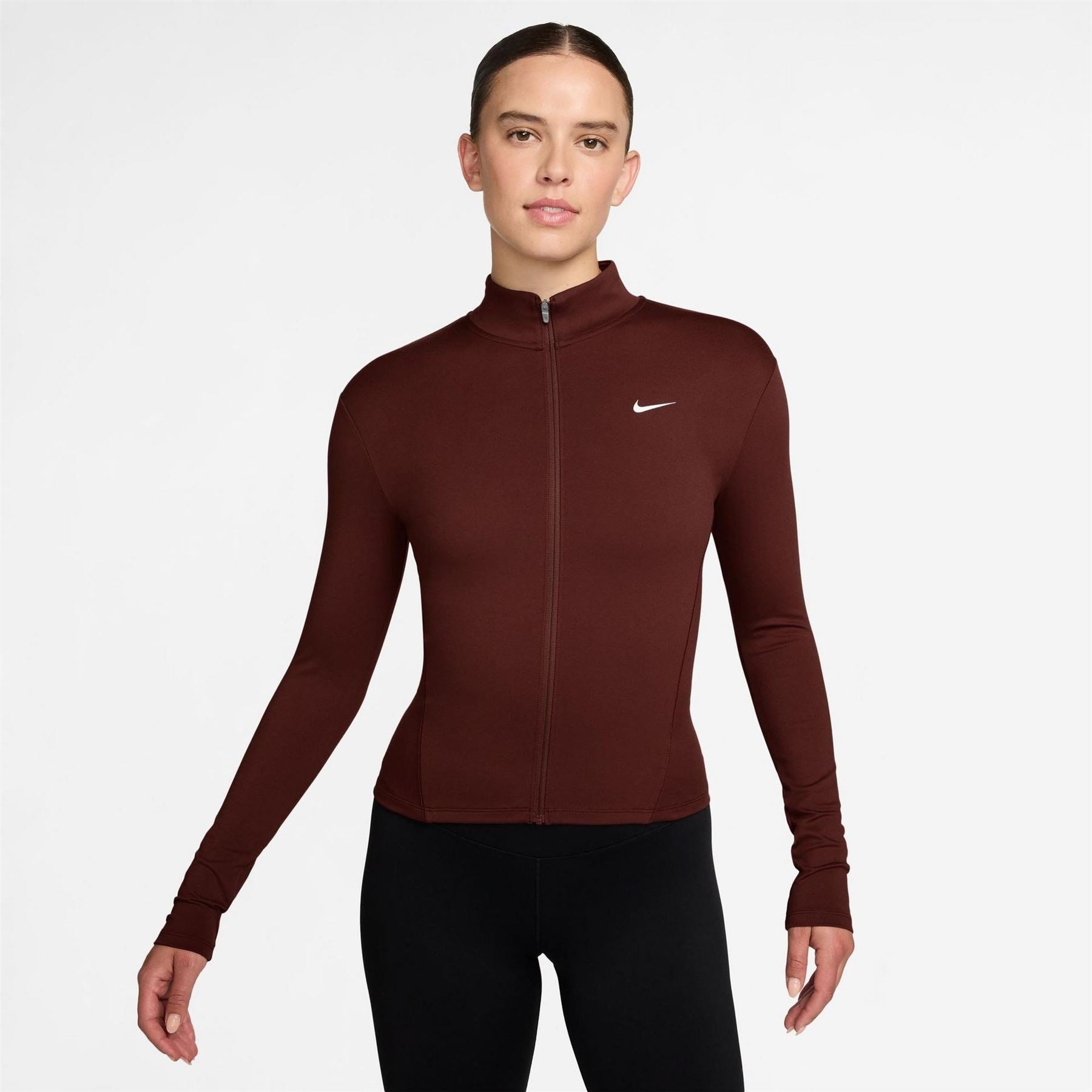 Nike Solid Patterned Full Zipper Running Jacket