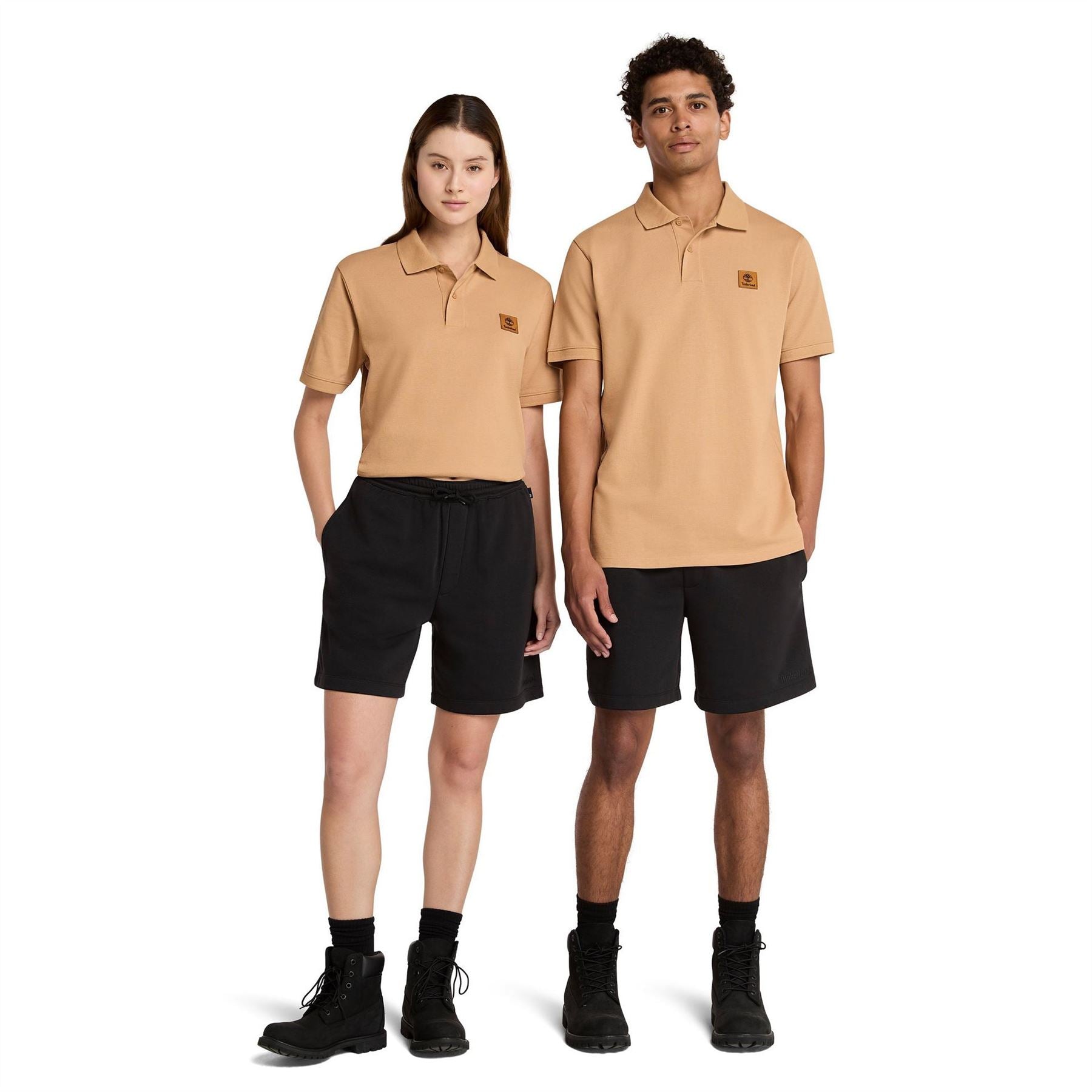 Timberland Woven Badge White Short Sleeve Polo Shirt