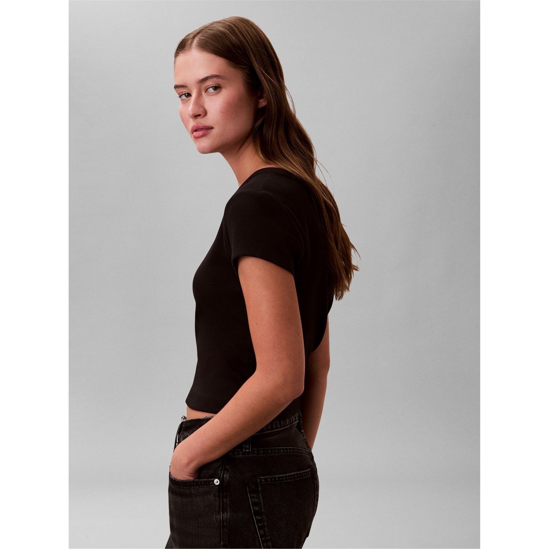 Calvin Klein Jeans Woven Ribbed Baby Tee
