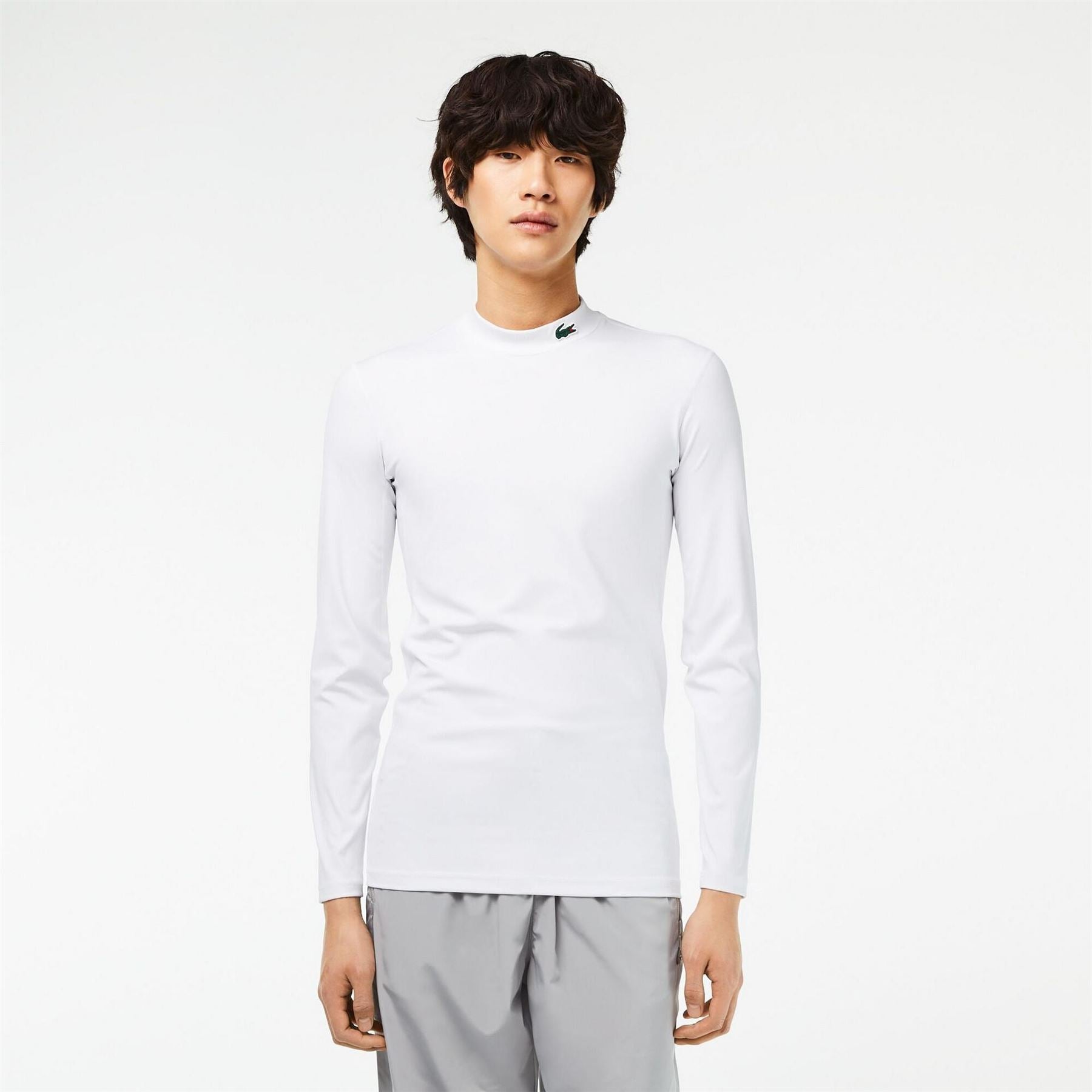 Lacoste Mock Neck Crocodile Print Slim Fit T-Shirt