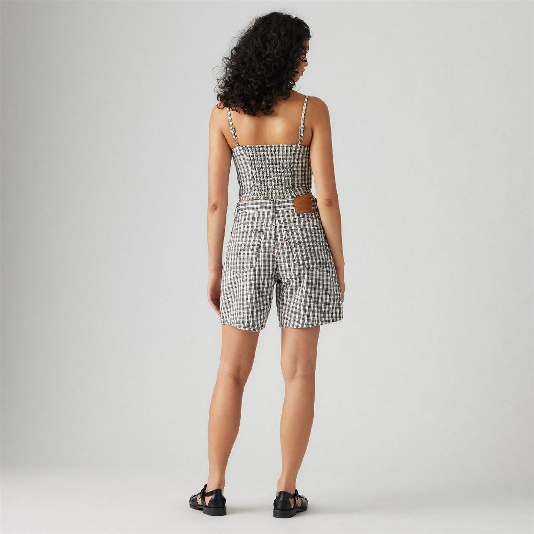 Levis Milo Plaid High Baggy Denim Shorts
