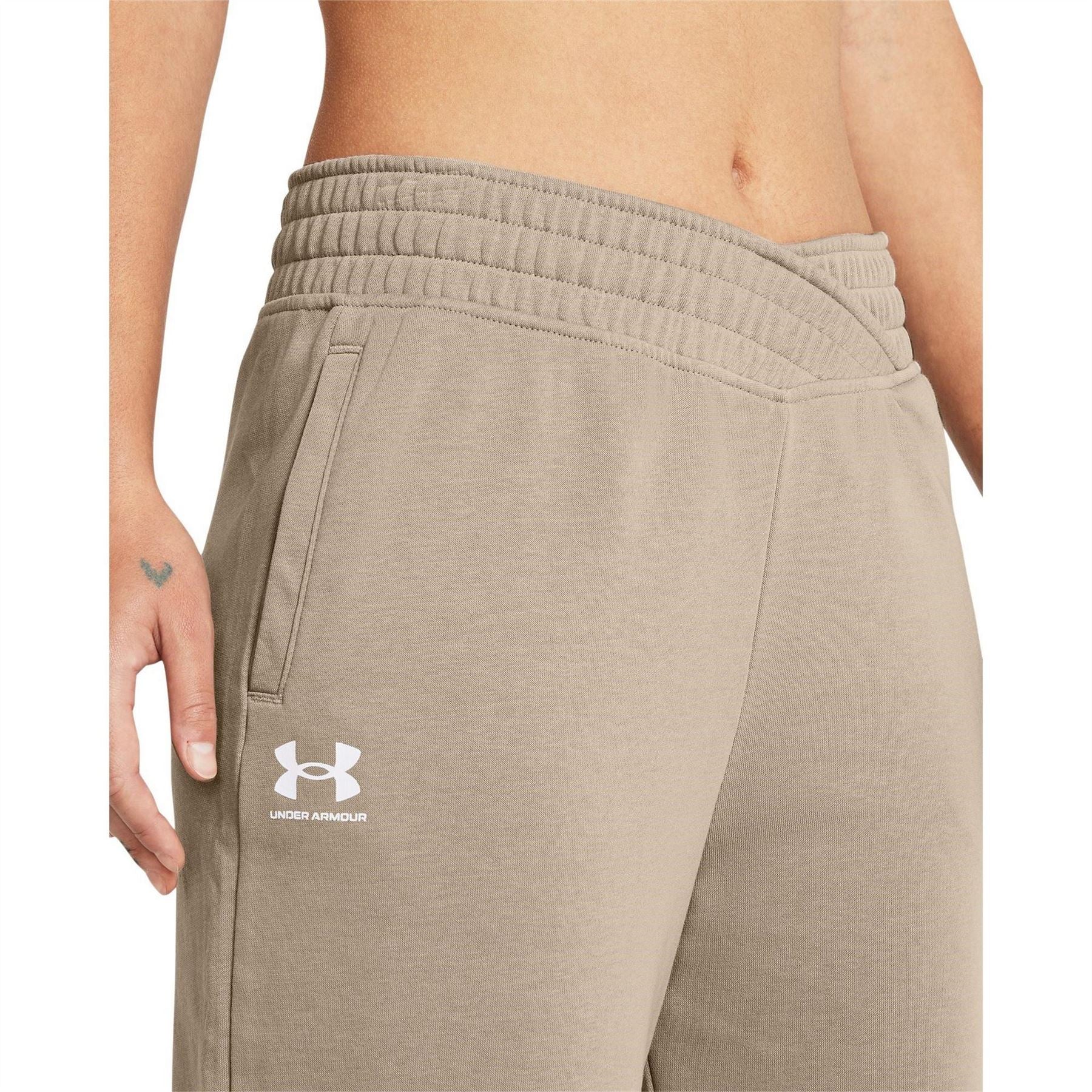 Under Armour Rival Terry Cropped Wide Leg Open Hem Jersey Jogger