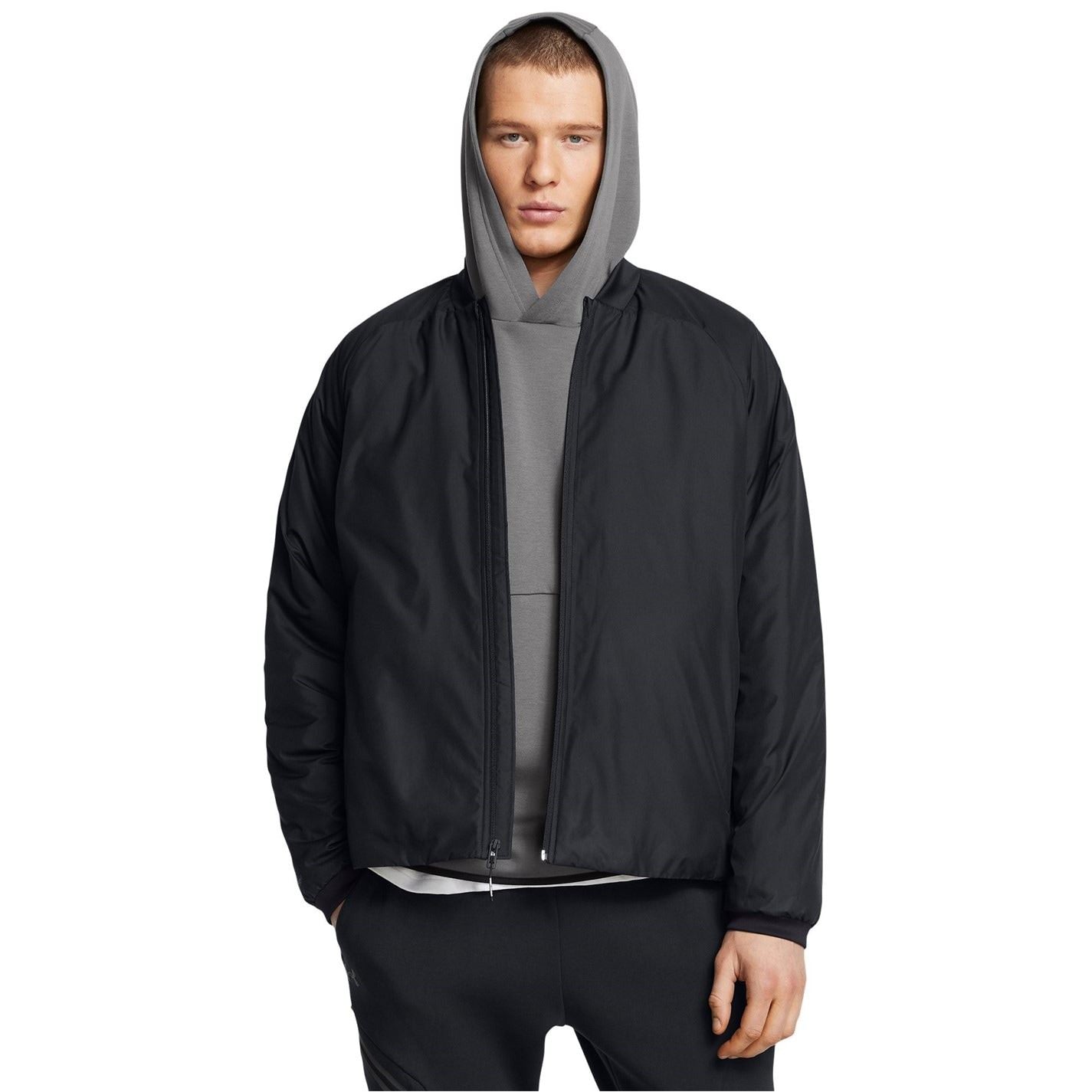 Under Armour Solid Patterned Ribbed Cuff Bomber Collar Bomber Jacket
