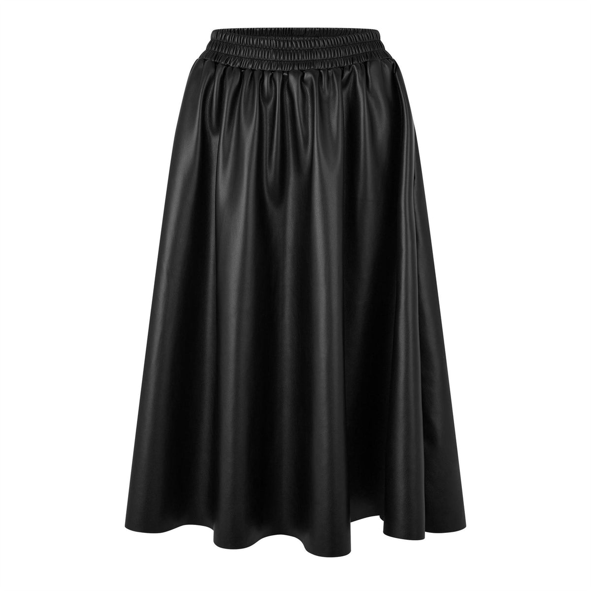 Biba Pu Full Midi Skirt with Elastic Waistband