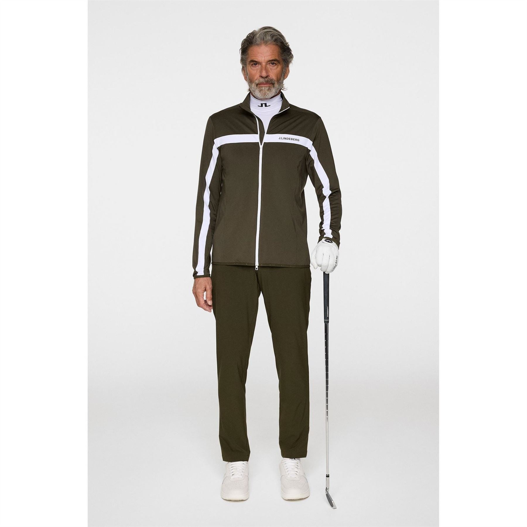 J Lindeberg Golf Jarvis Stripe Patterned Full Zipper Zipped Pocket Fitted Cuff Jacket