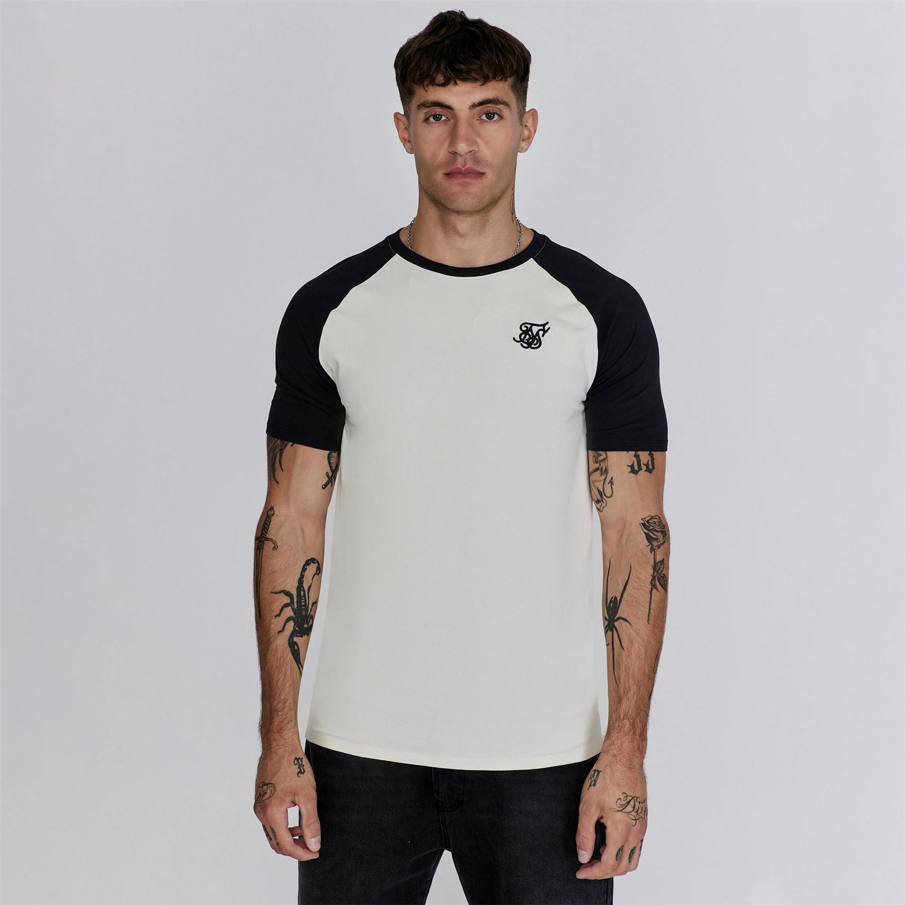 SikSilk Raglan Regular Fit Crew Neck T-Shirt