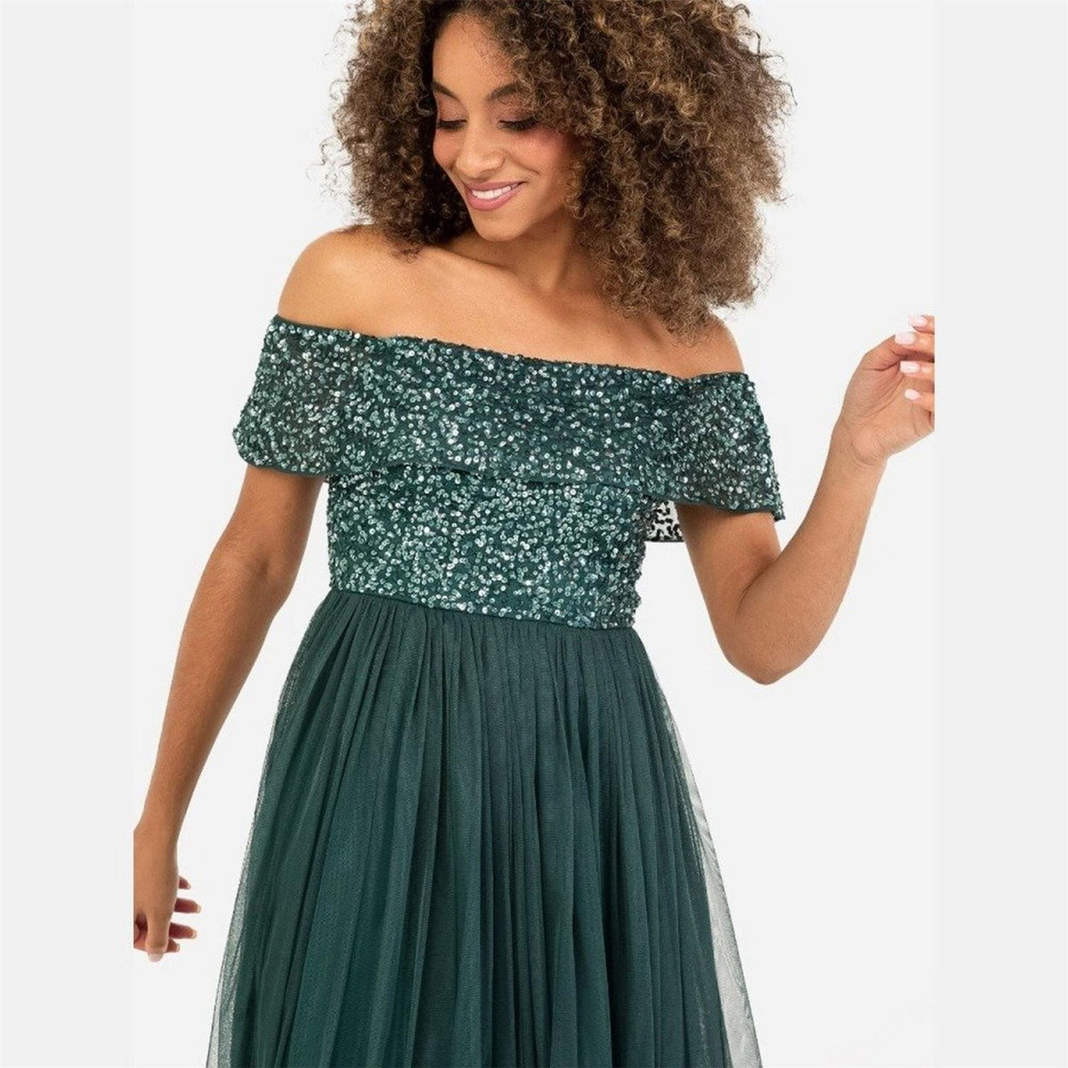 Maya Deluxe De Bardot Off The Shoulder Short Sleeve Midi Babydoll Dress