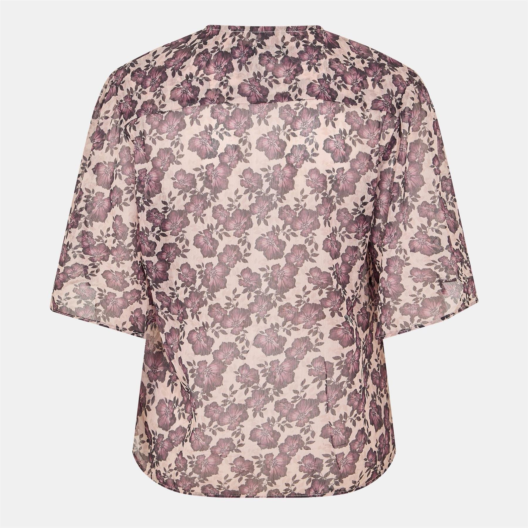 French Connection Elyse Relaxed Fit Puff Sleeve Tie Neck Blouse