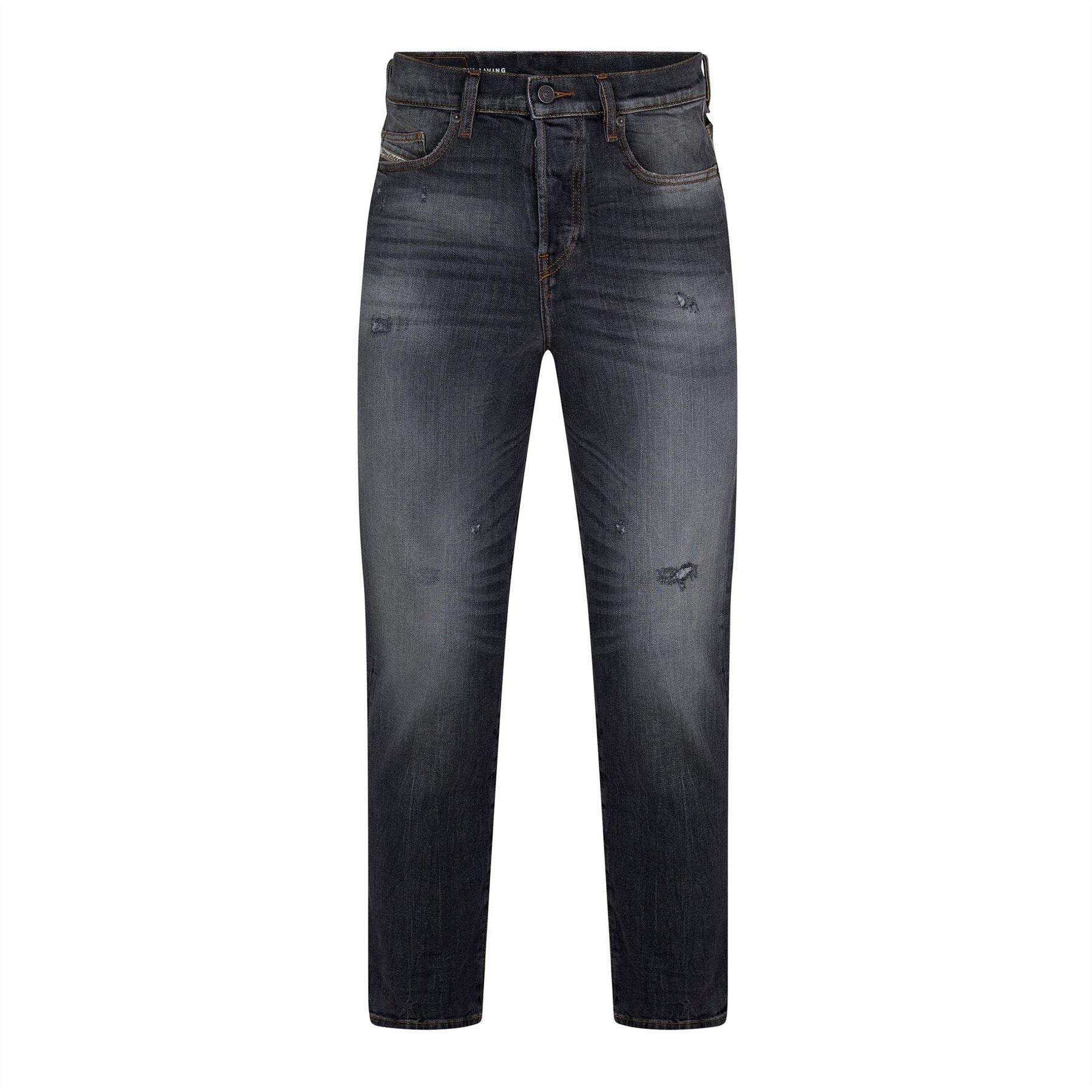Diesel Distressed High Rise Straight Leg Jeans