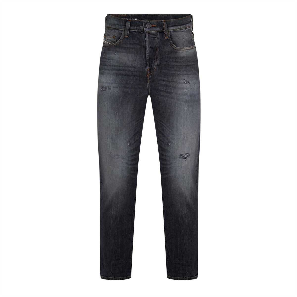 Diesel Distressed High Rise Straight Leg Jeans