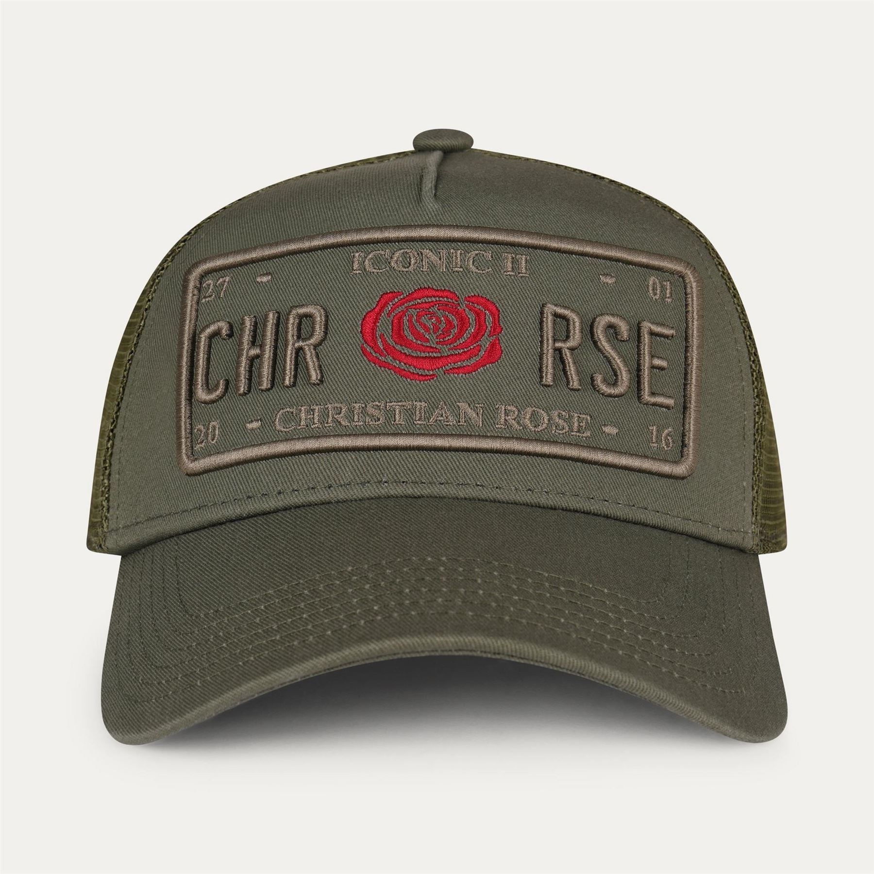 Christian Rose Ii Red Rose Plate Trucker Cap