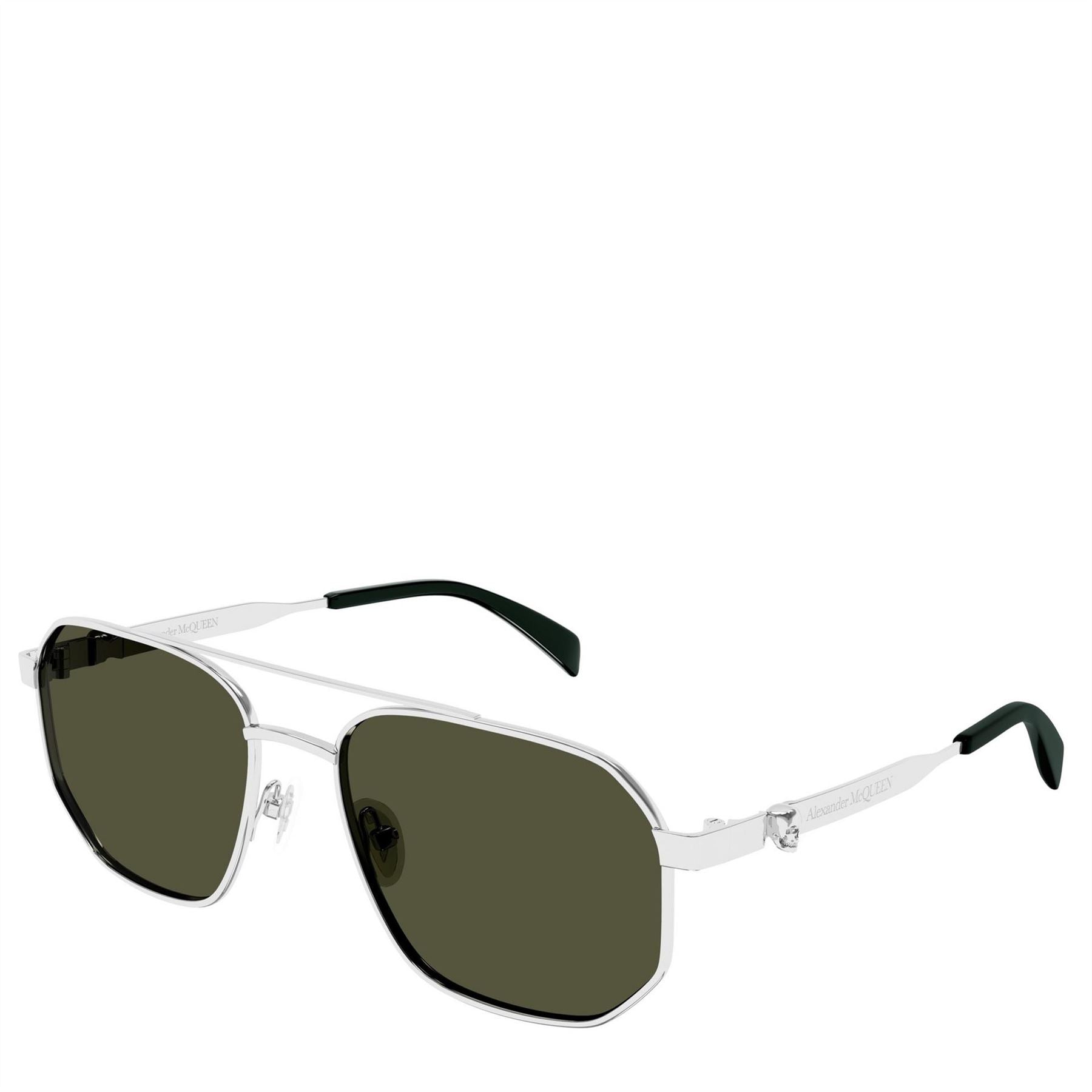 Alexander McQueen AM0458S Aviator Double Bridge Sunglasses