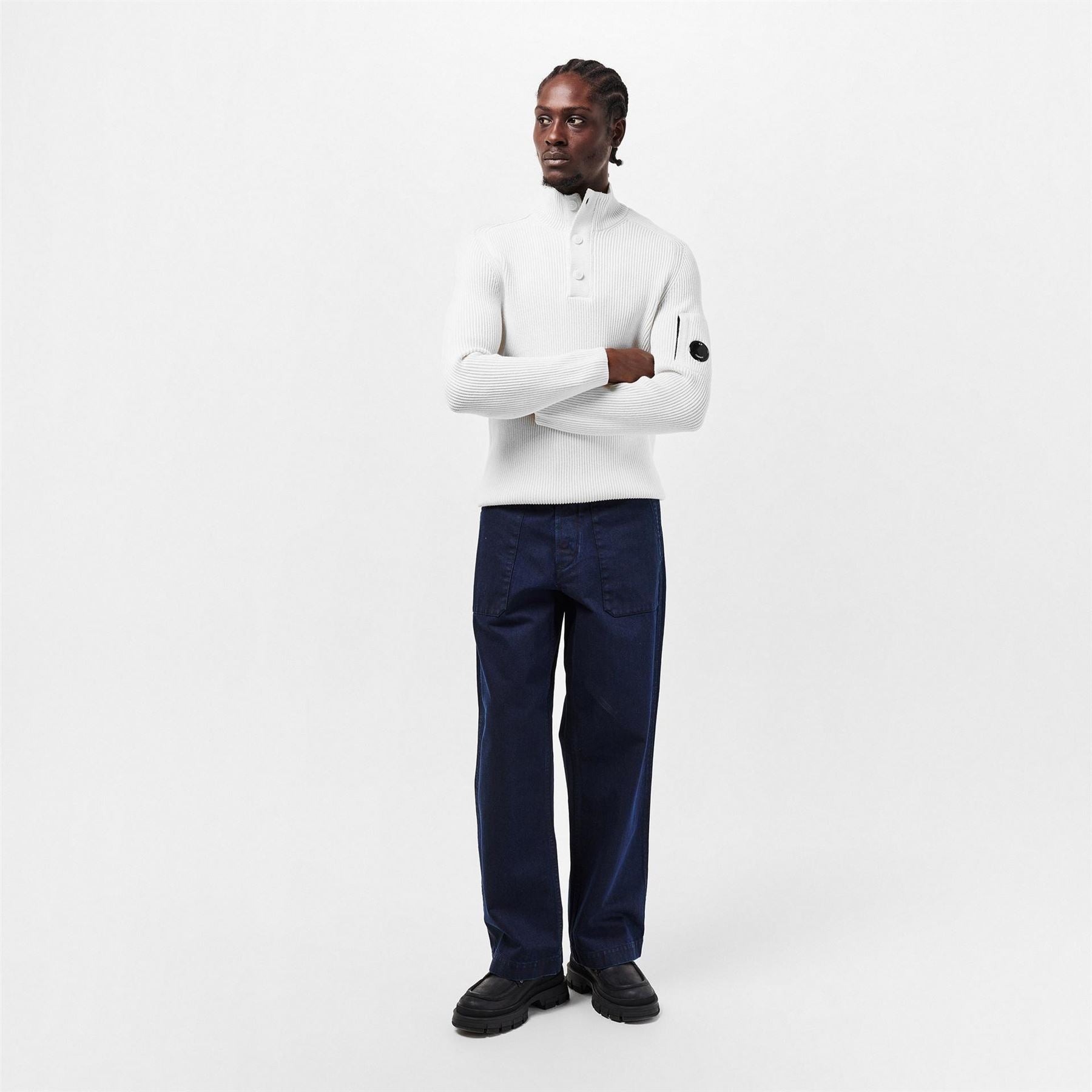 CP Company Quarter Button Knitted Turtle Neck Jumper