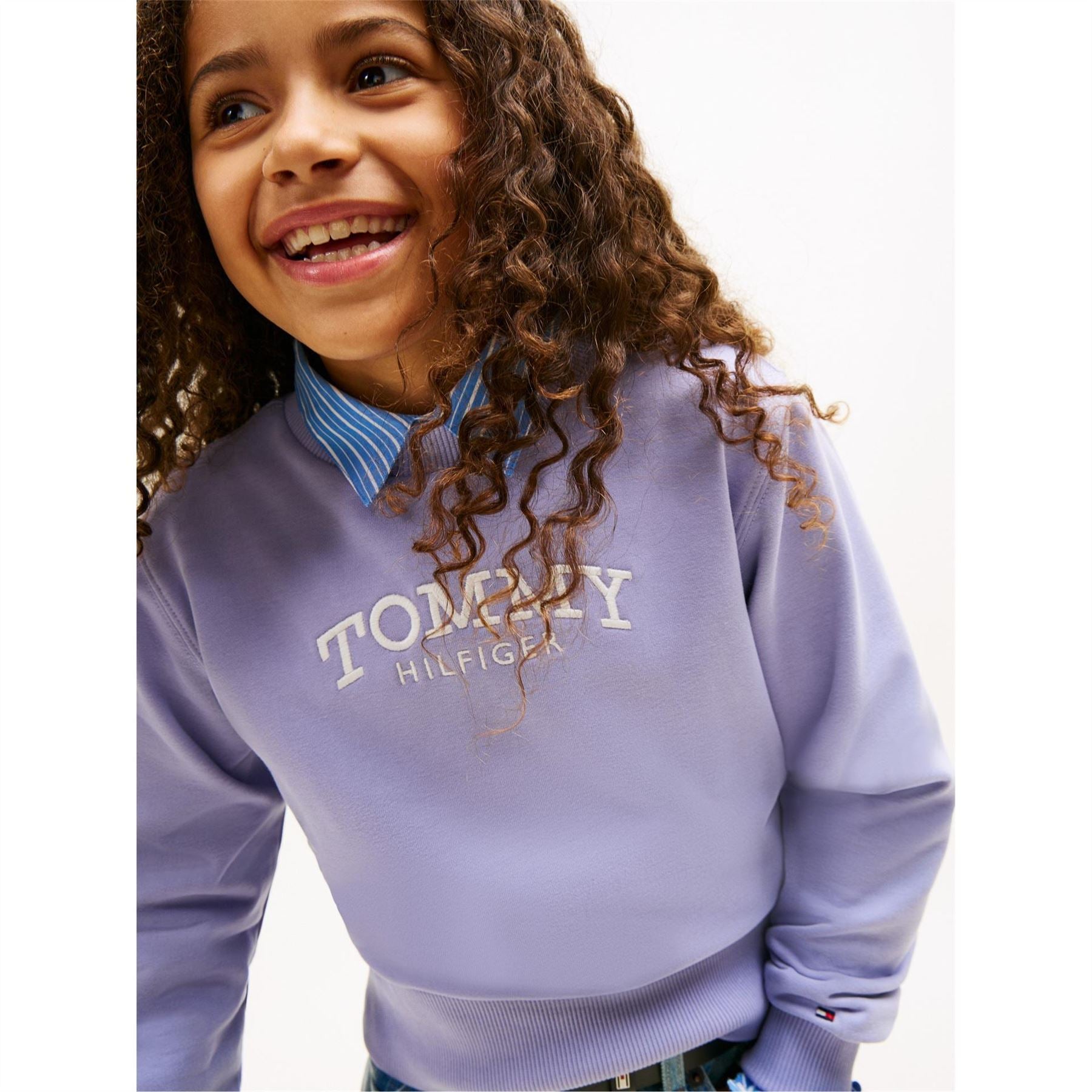 Tommy Hilfiger Embroidered Lacoste Lettering Crew Neck Long Sleeve Sweatshirt