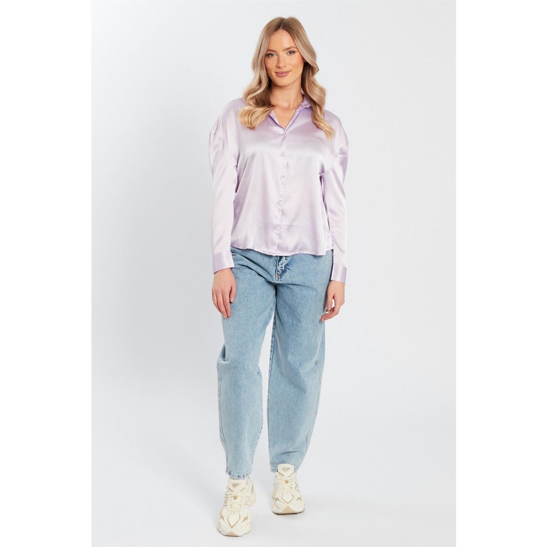 Influence Relaxed Fit Long Sleeve Satin Shirt