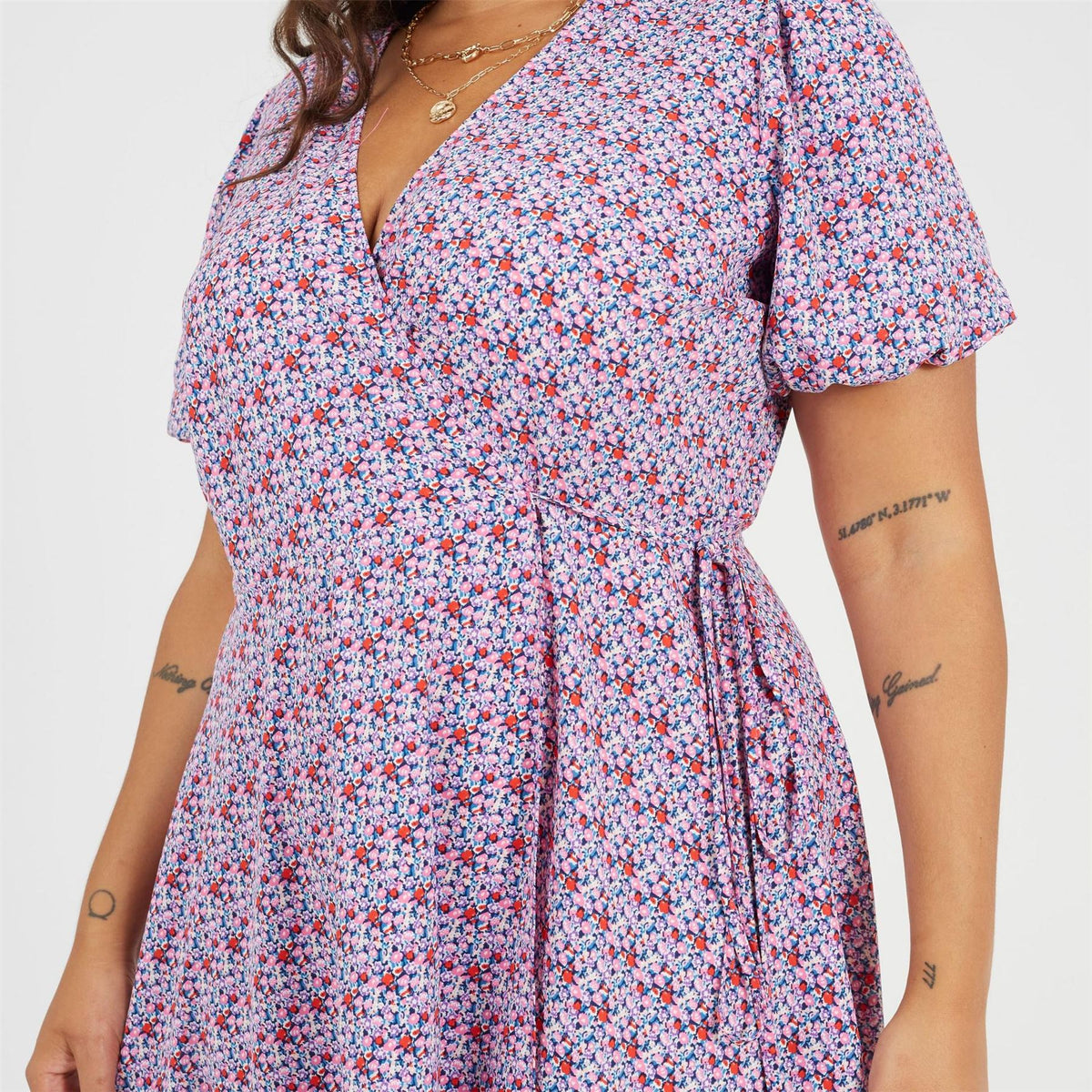 Brave Soul Plus Size Wrap Midi Dress With Floral Print