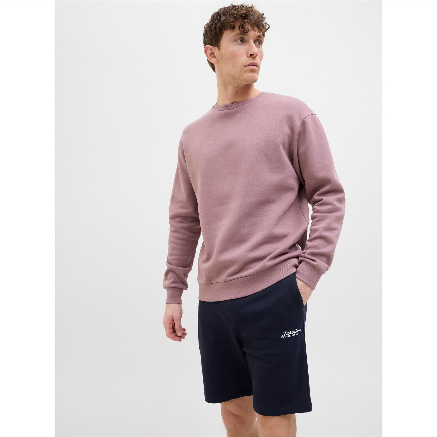 Jack and Jones Solid Bermuda Sweat Shorts with Elasticated Waistband