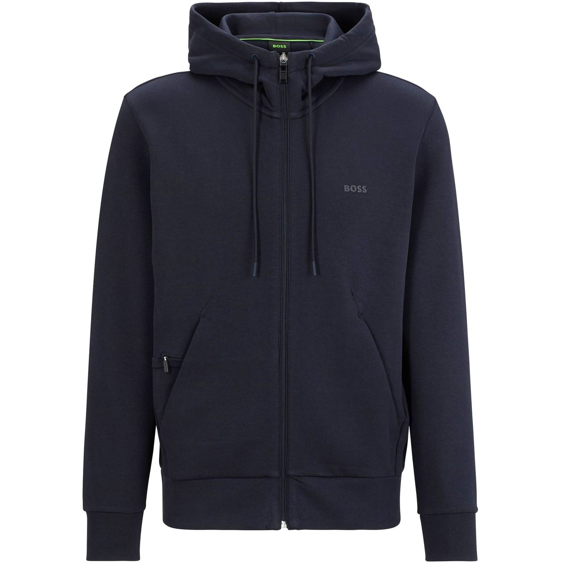 Boss BOSS GREEN Full Zip Hoodie with Adjustable Drawstring Hood   Streamlined Design