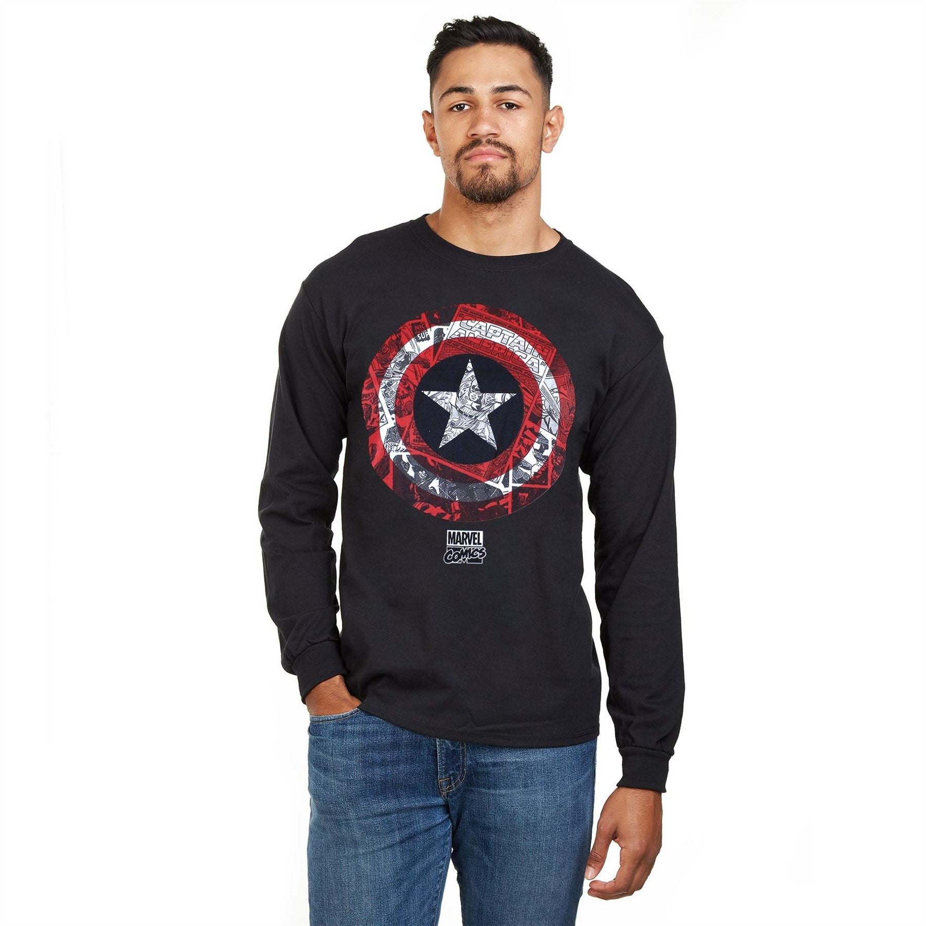Marvel Comics DC Super Heroes Graphic Crew Neck Long Sleeve T-Shirt