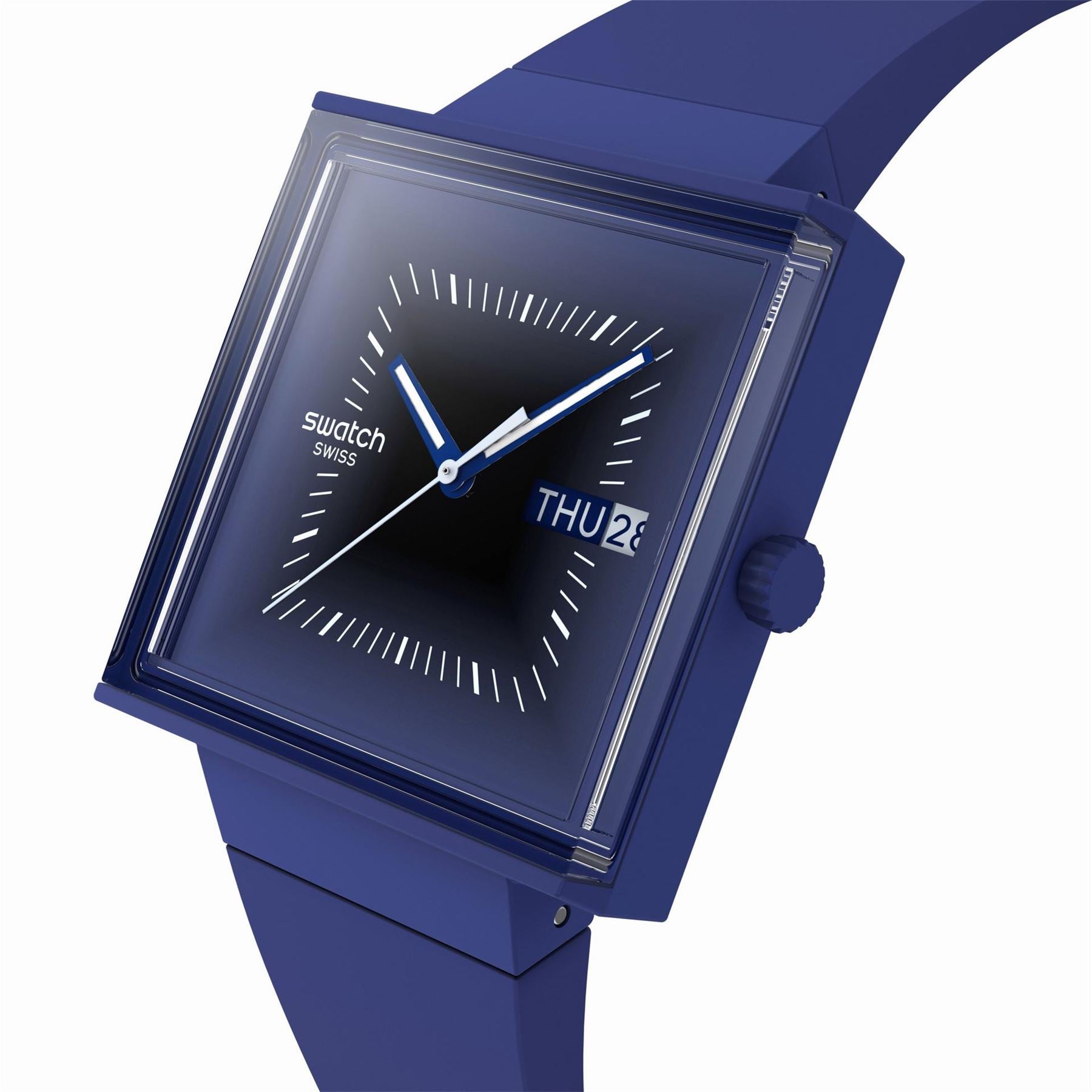 Swatch Squarely 53 Fashion Rubber Bracelet Analogue Watch
