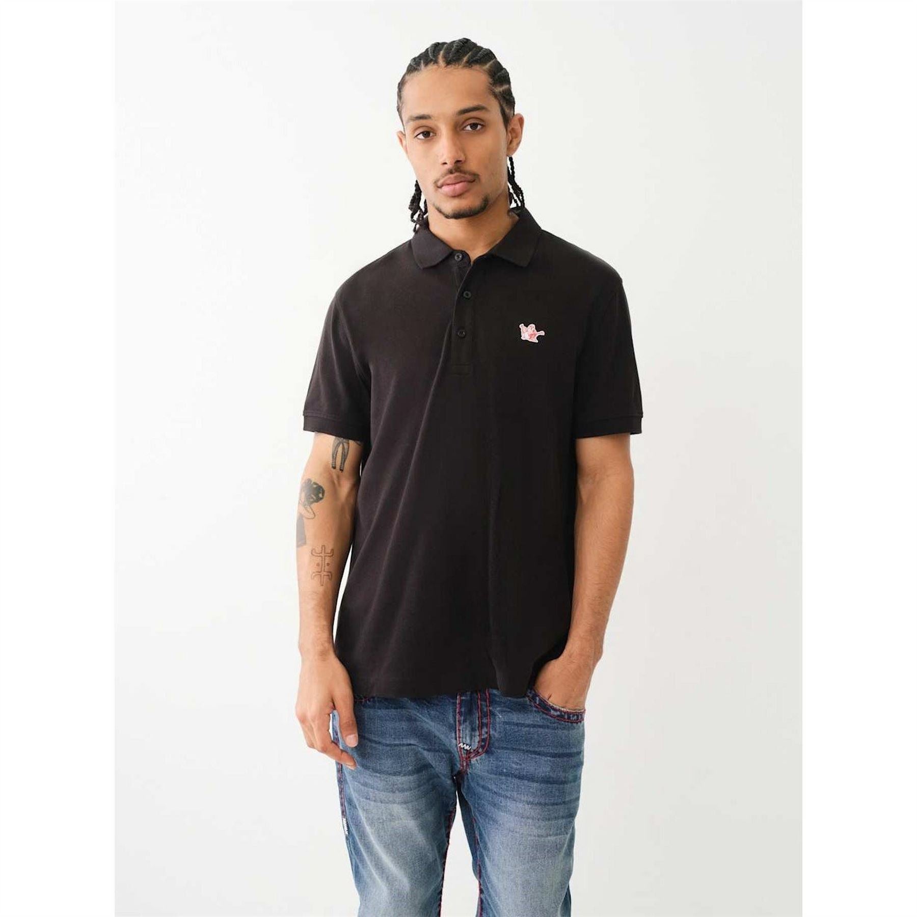 True Religion Buddha Patched Logo Short Sleeve Polo Shirt