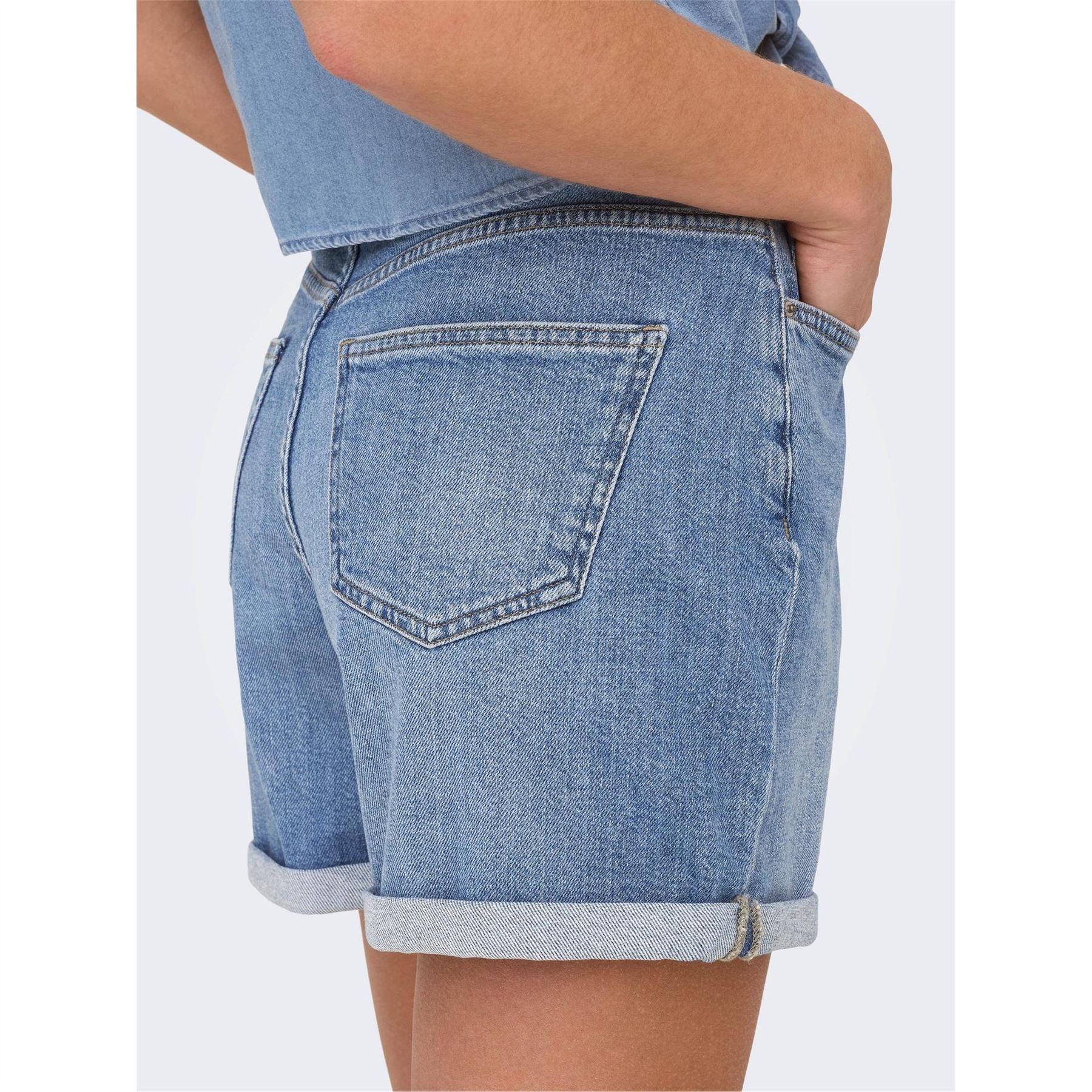 Only Denim Bermuda Shorts with Banded Hem