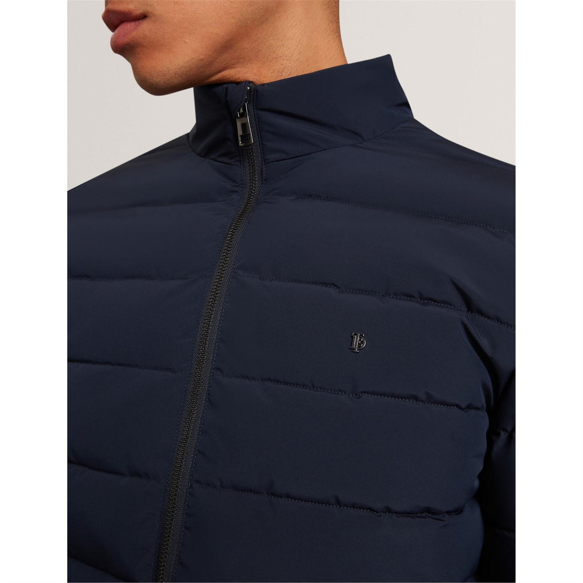 Ted Baker Horizontal Stripe Patterned Puffer Jacket with Zipped Pocket