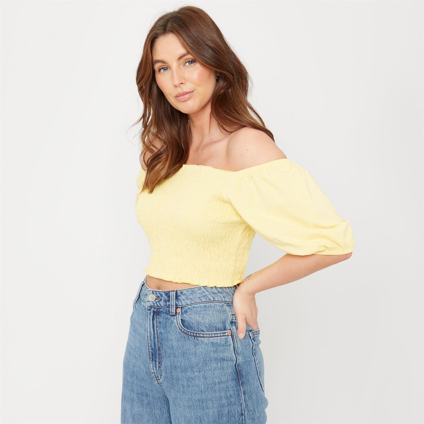 Be You Puff Sleeve Off-The-Shoulder Cropped Blouse