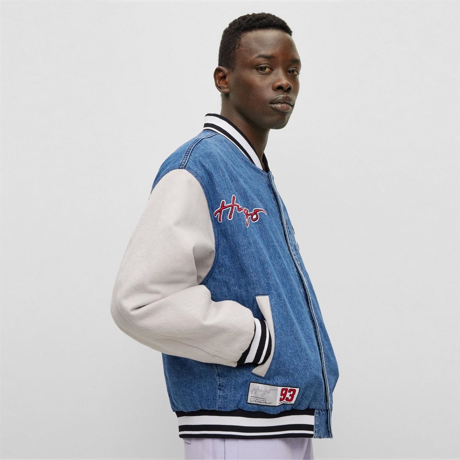 Hugo Solid Patterned Denim Jacket