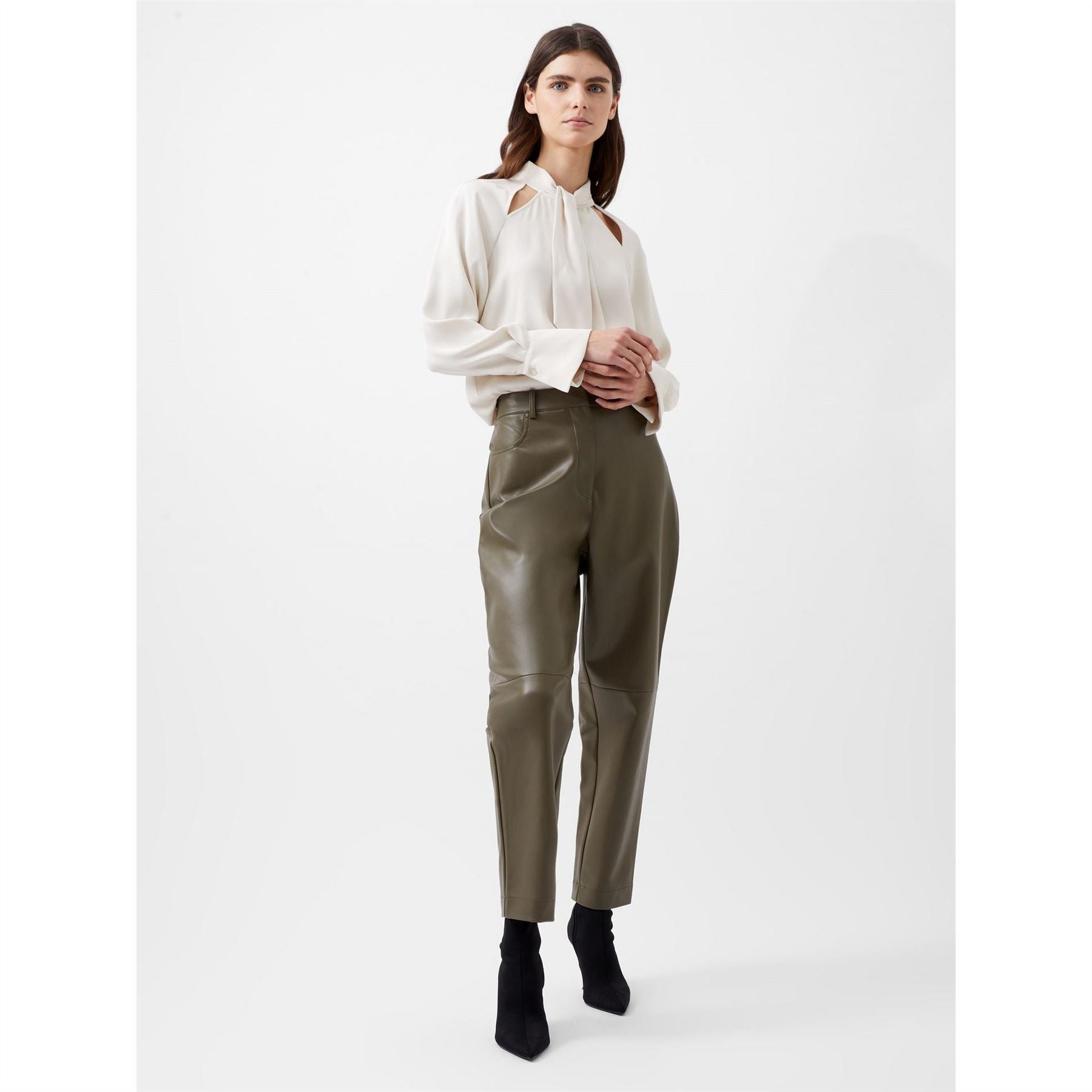 French Connection Tie Neck Long Sleeve Regular Fit Blouse