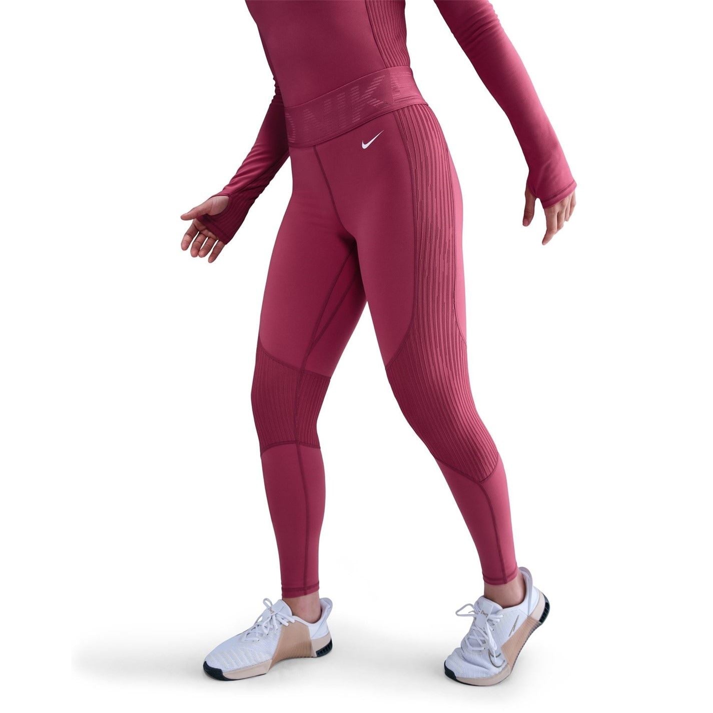 Nike Ribbed Solid Patterned Running Leggings