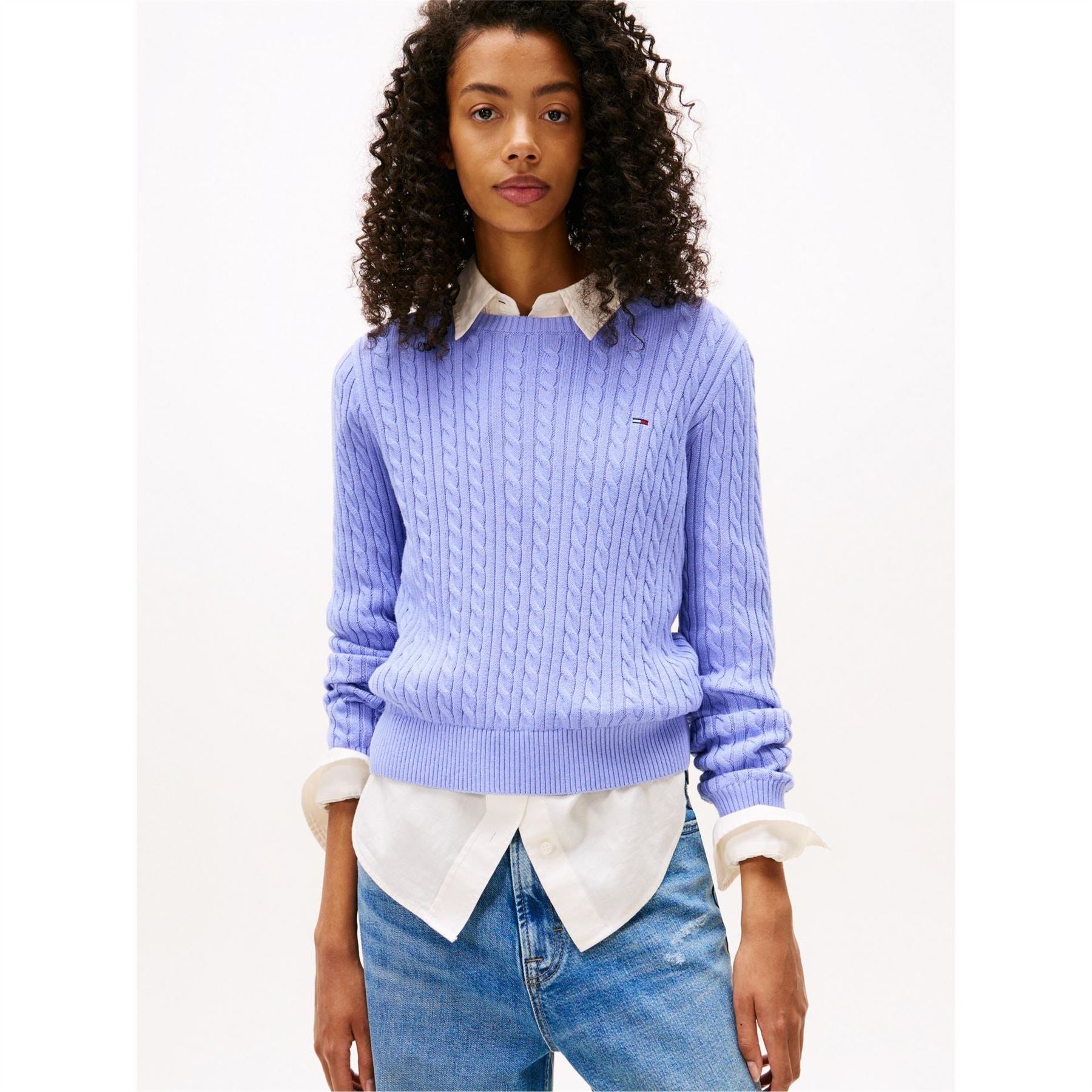 Tommy Jeans Cable Knit Crew Neck Long Sleeve Sweater